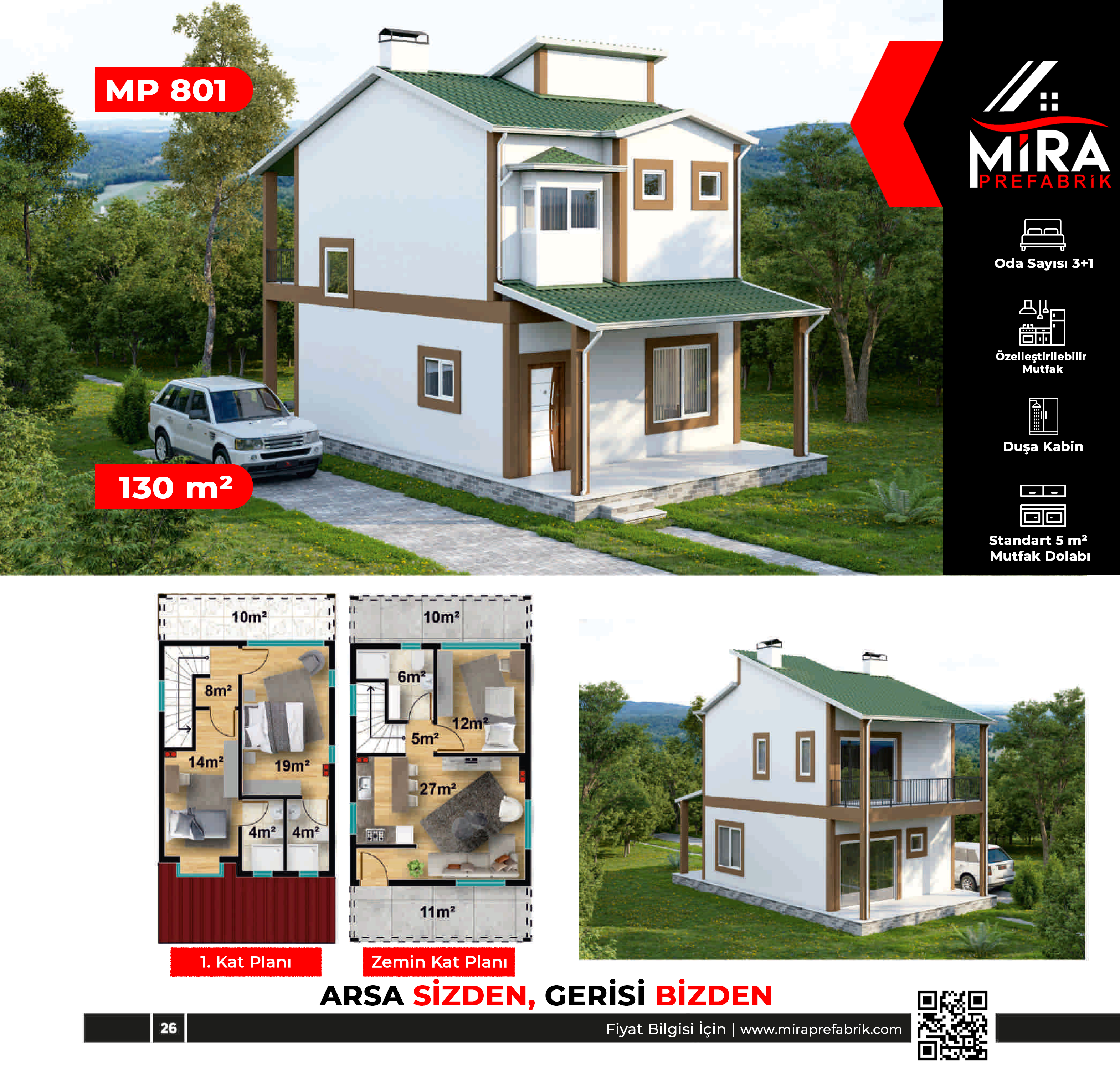 130 m² İki Katlı Çelik Ev Fiyatları