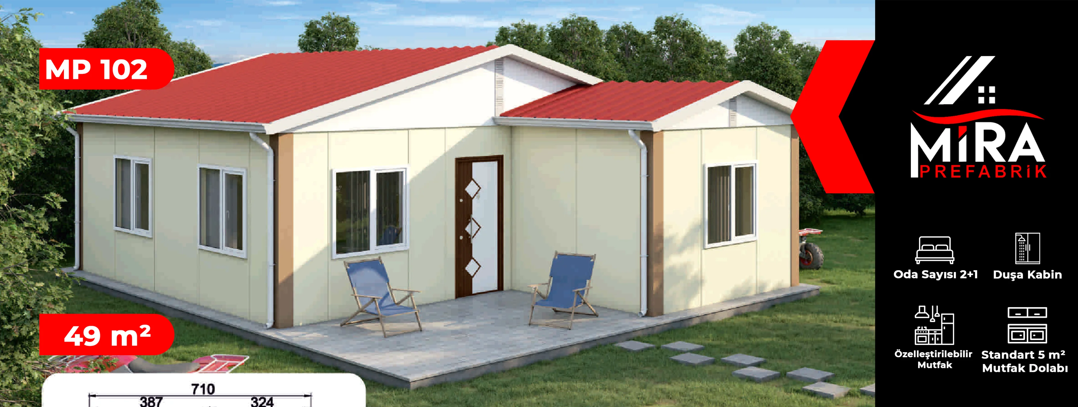 49 m² Prefabrik Ev Fiyatları