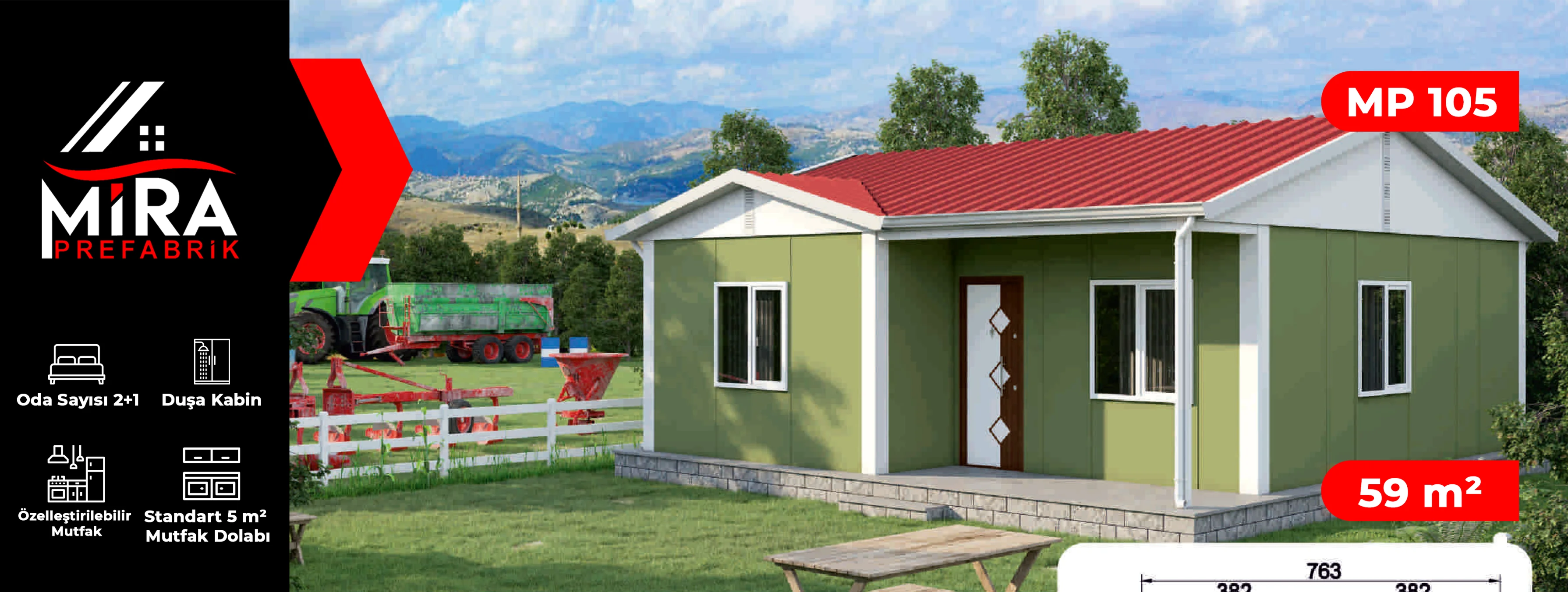 59 m² Prefabrik Ev Fiyatları