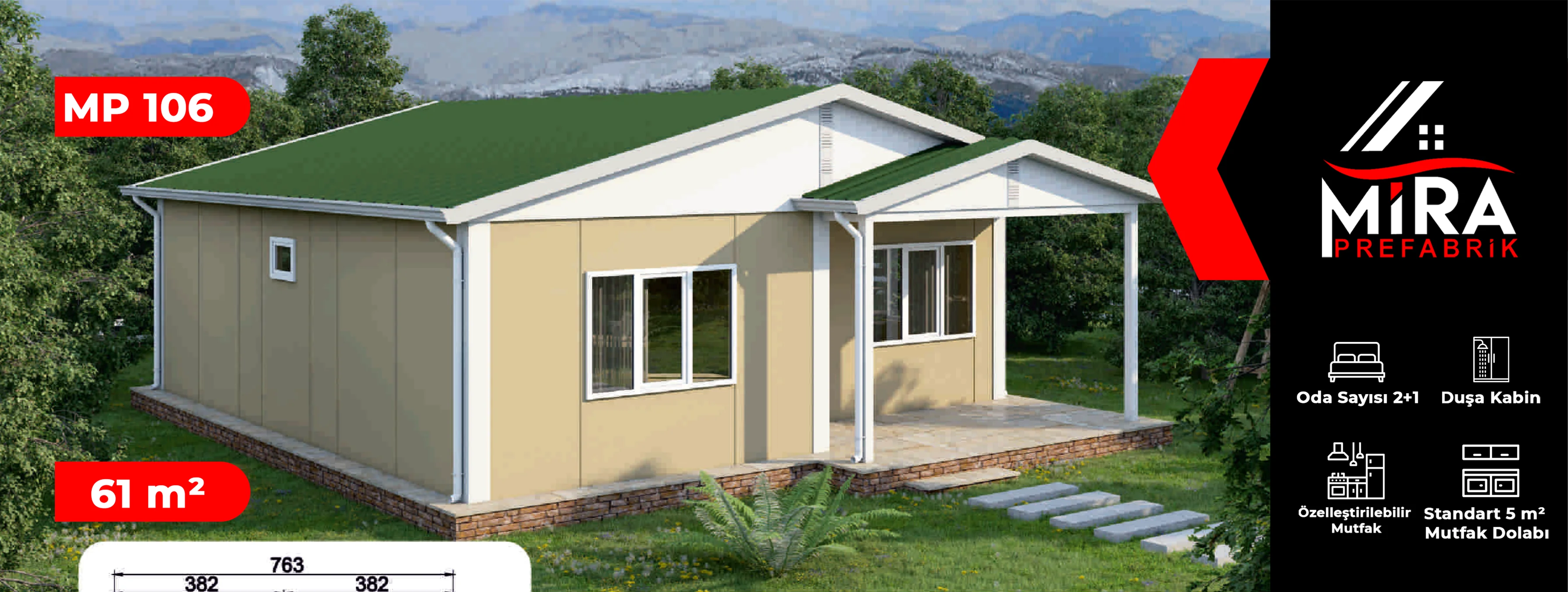 61 m² Prefabrik Ev Fiyatları