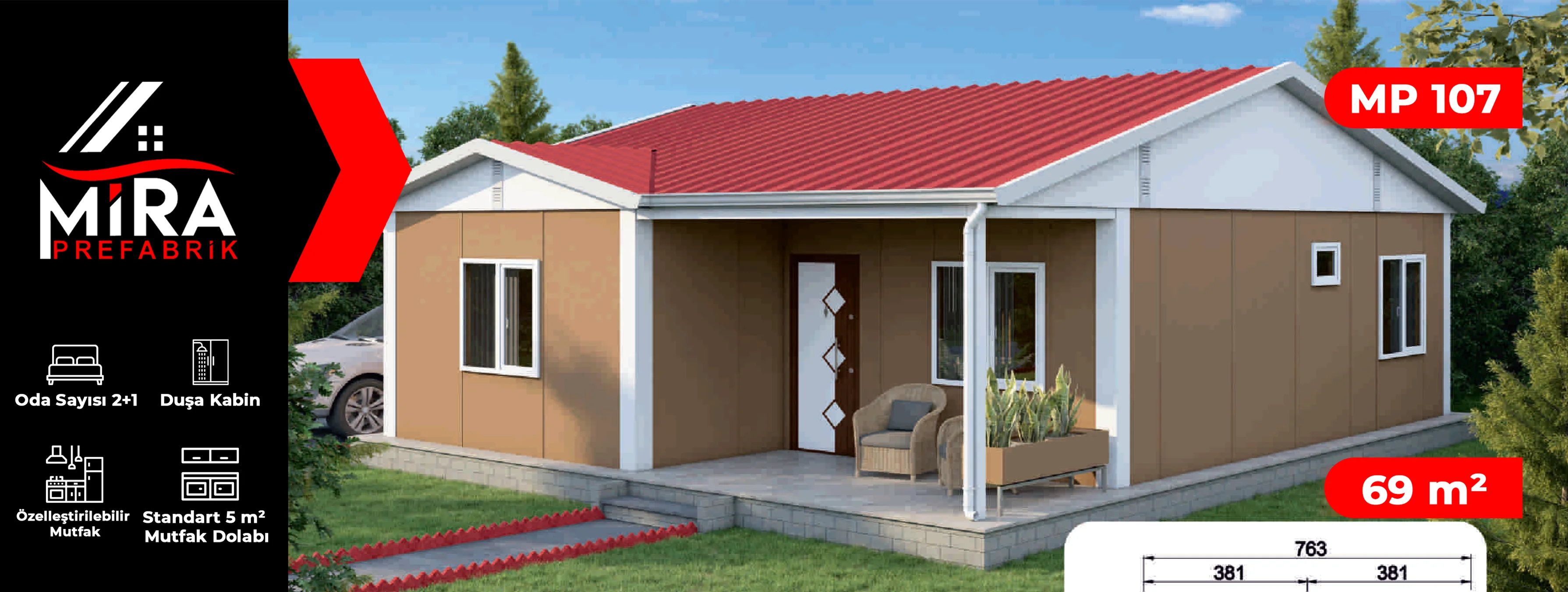 69 m² Prefabrik Ev Fiyatları