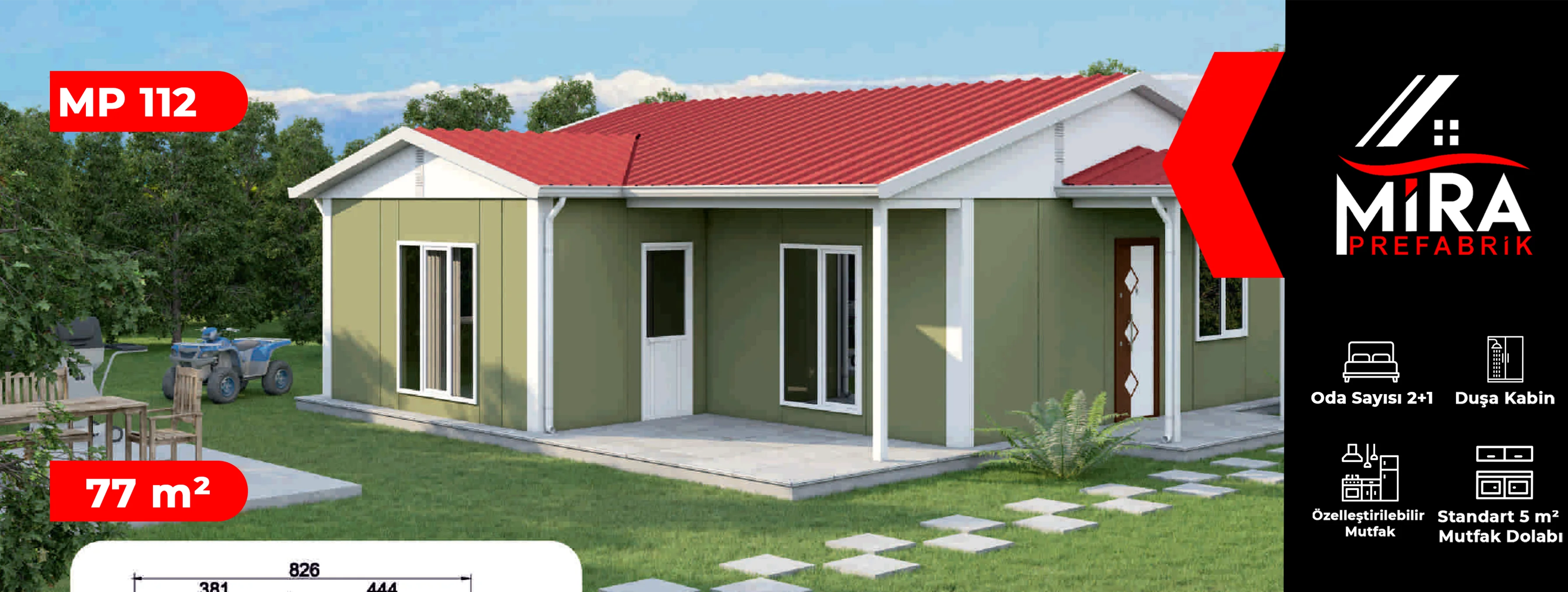 77 m² Prefabrik Ev Fiyatları