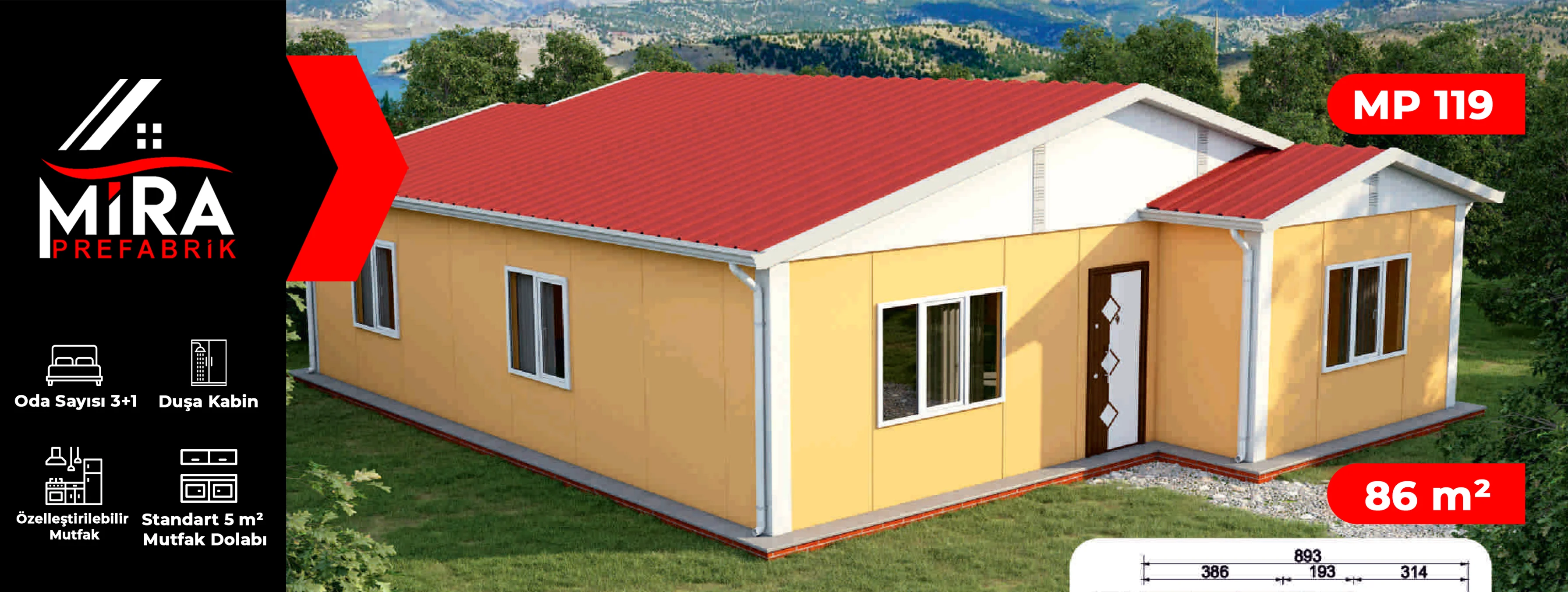 86 m² Prefabrik Ev Fiyatları