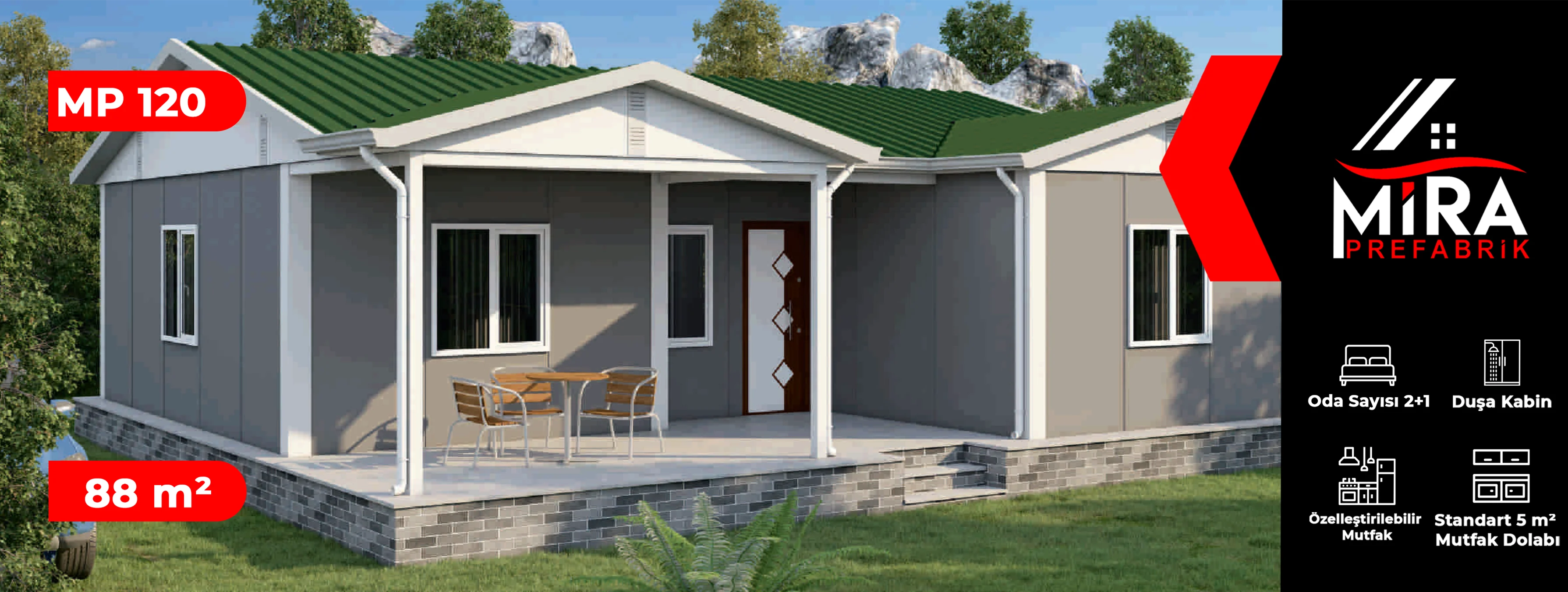 88 m² Prefabrik Ev Fiyatları