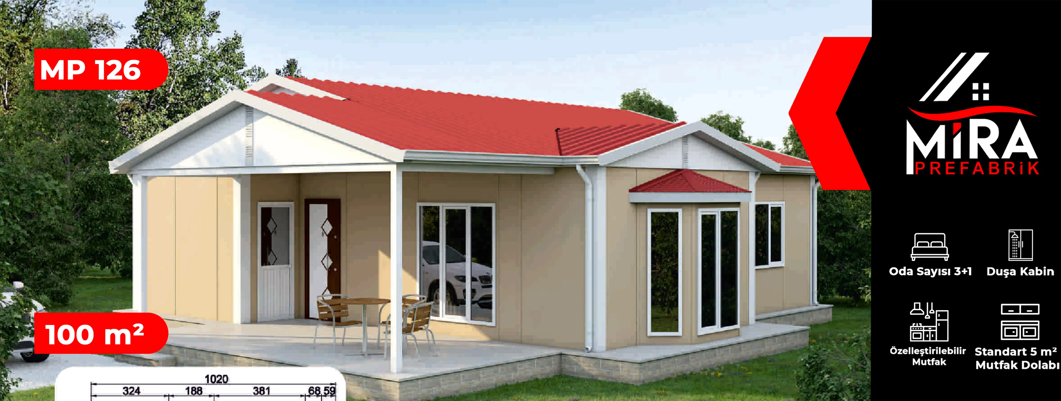 100 m² Prefabrik Ev Fiyatları