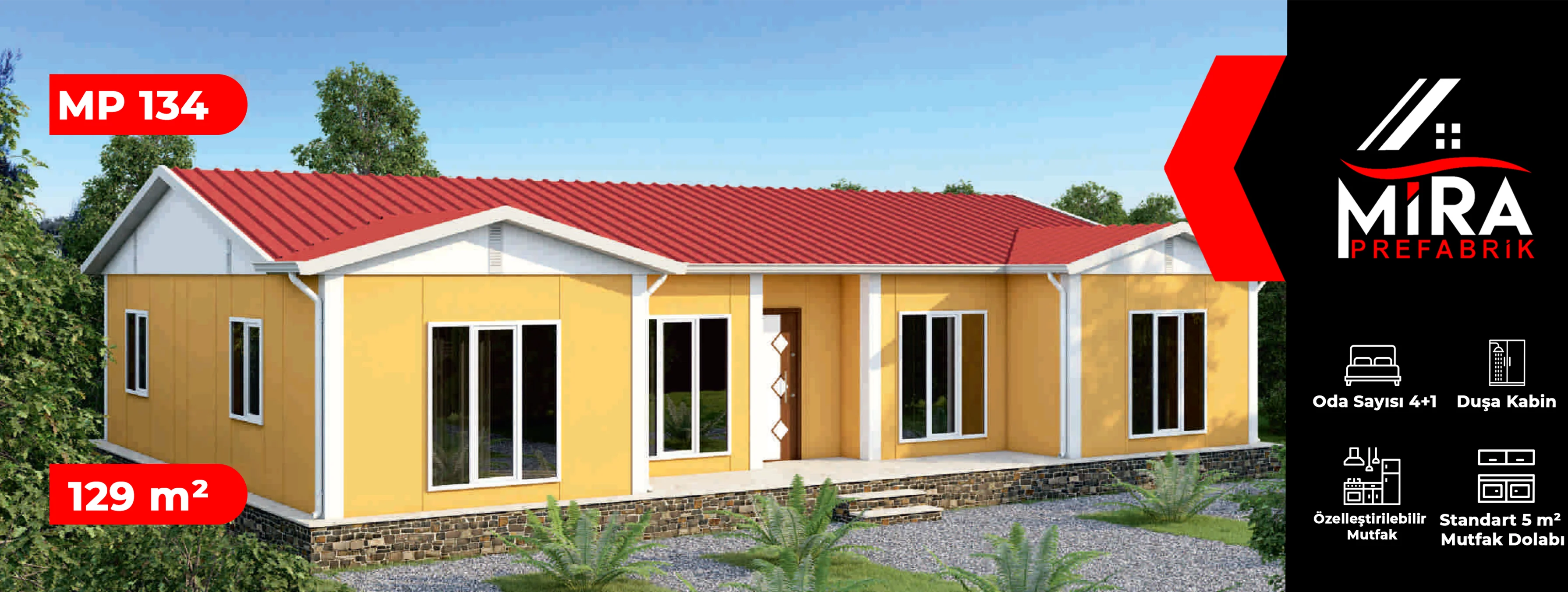 129 m² Prefabrik Ev Fiyatları