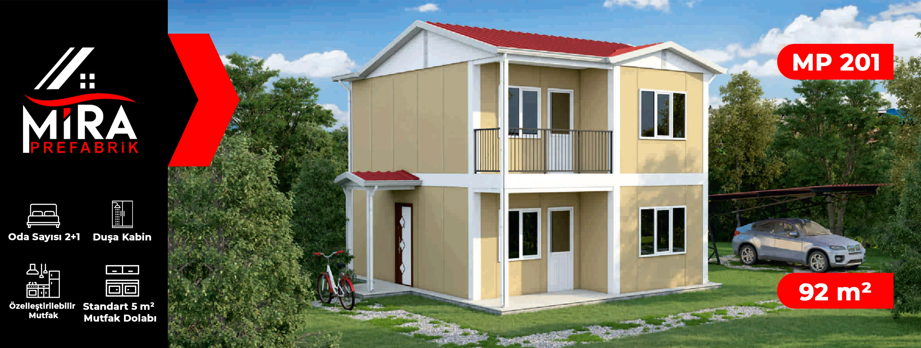 92 m² İki Katlı Prefabrik Ev Fiyatları