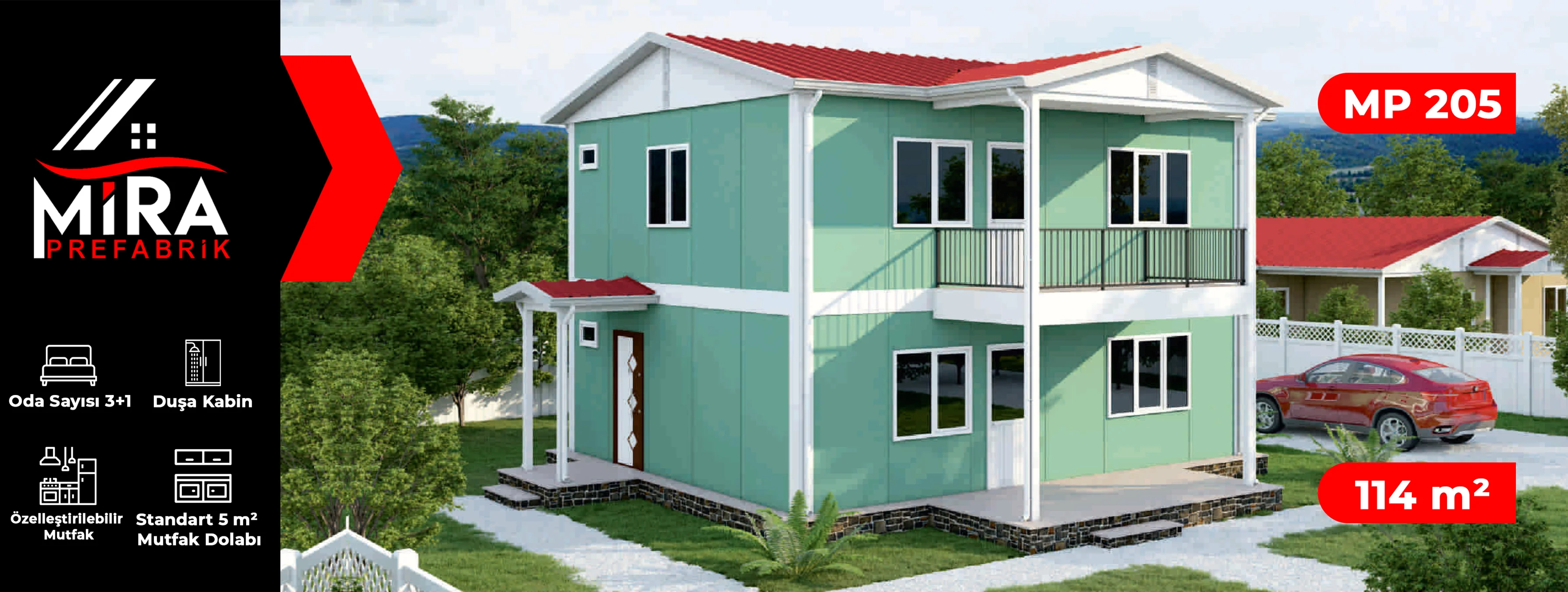 114 m² İki Katlı Prefabrik Ev Fiyatları