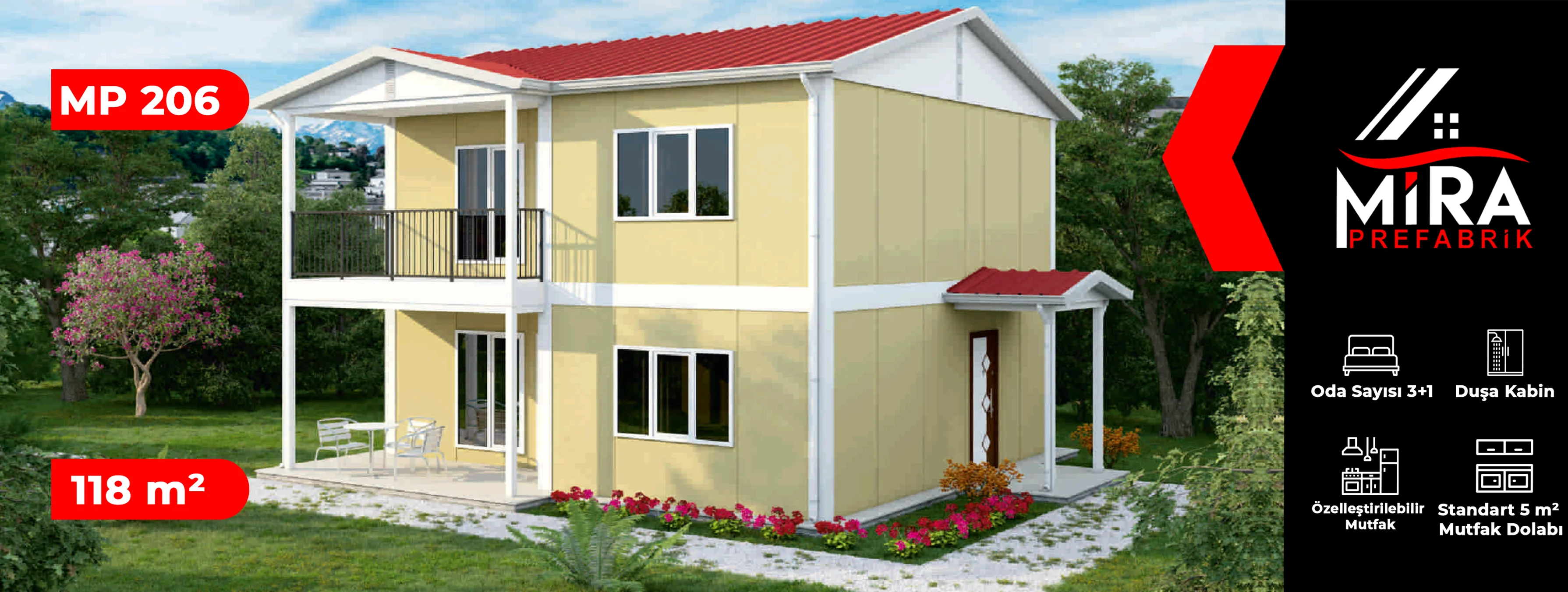 118 m² İki Katlı Prefabrik Ev Fiyatları