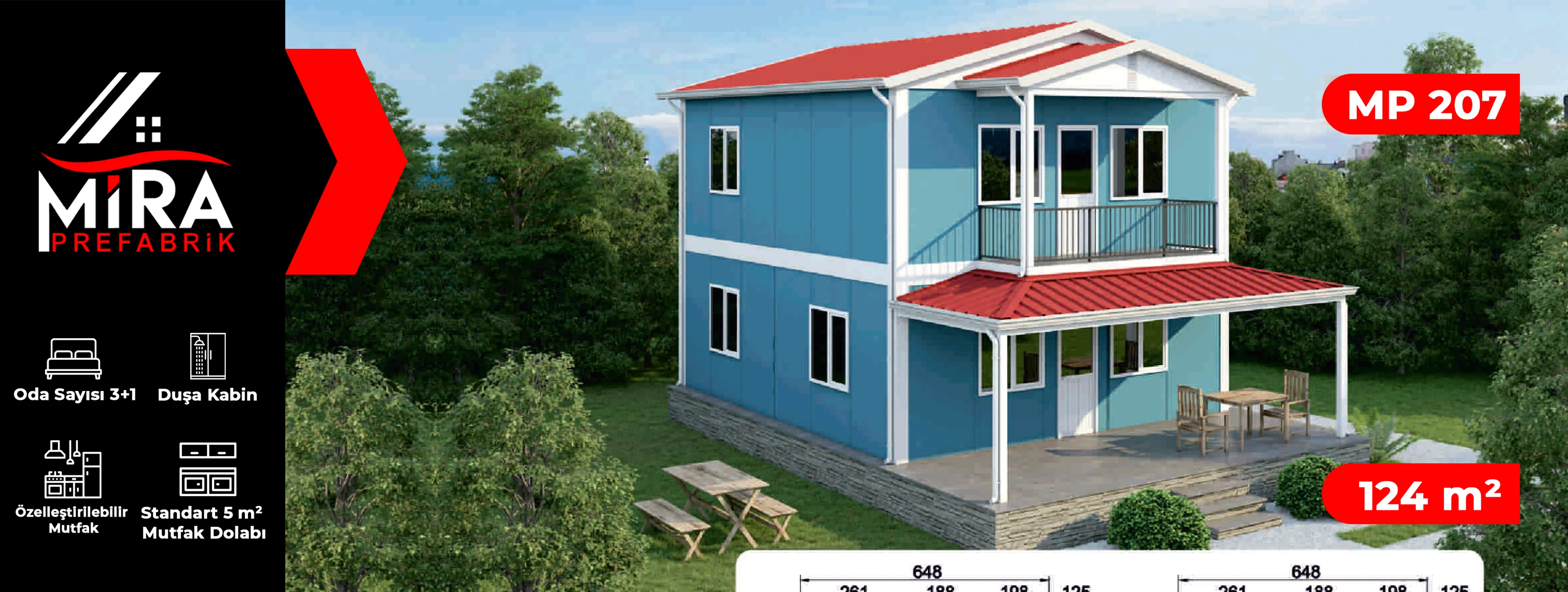 124 m² İki Katlı Prefabrik Ev Fiyatları