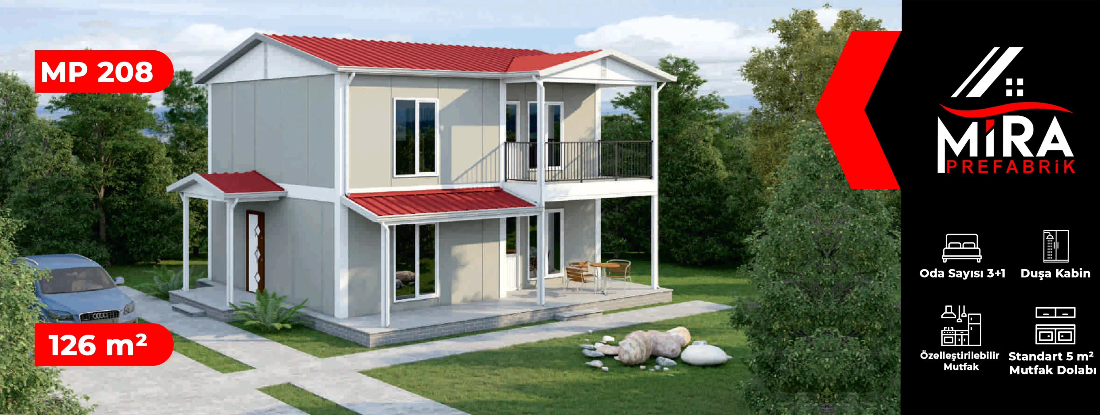 126 m² İki Katlı Prefabrik Ev Fiyatları