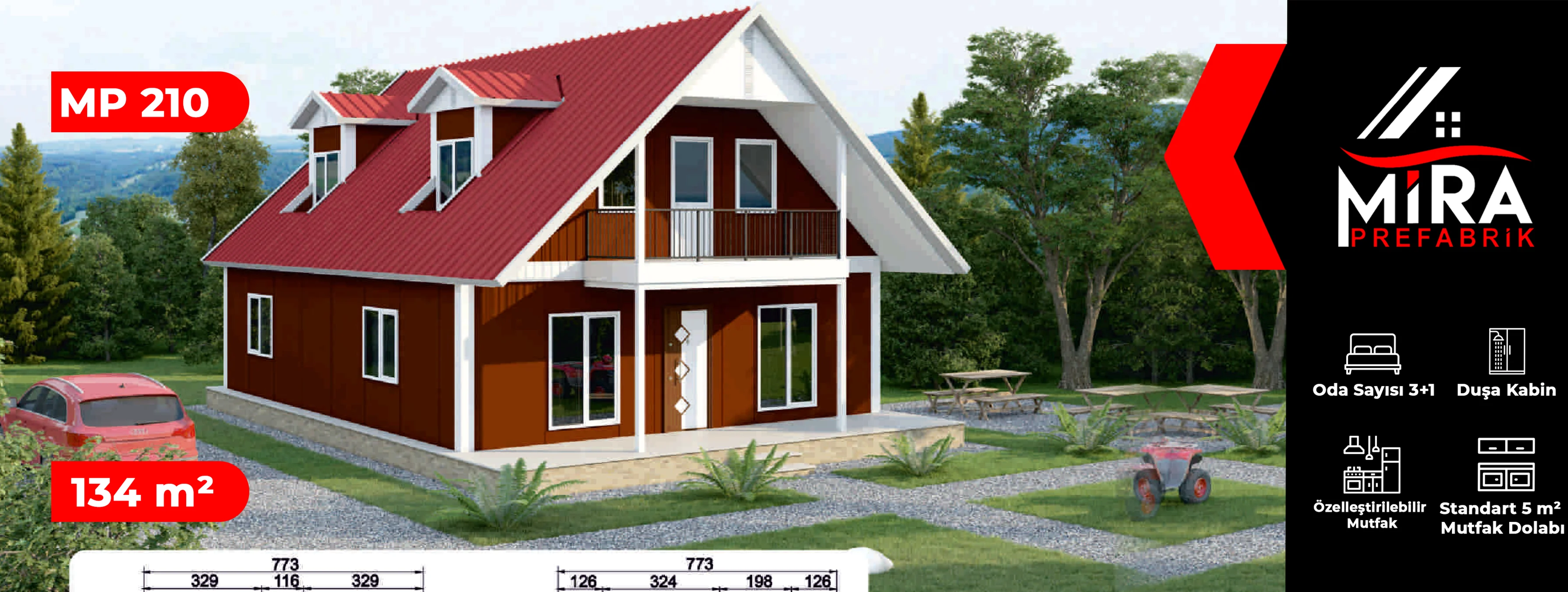 134 m² İki Katlı Prefabrik Ev Fiyatları