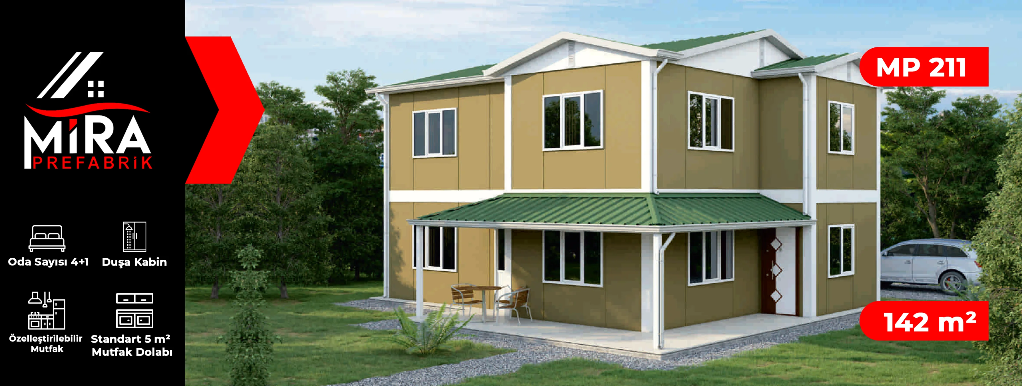142 m² İki Katlı Prefabrik Ev Fiyatları
