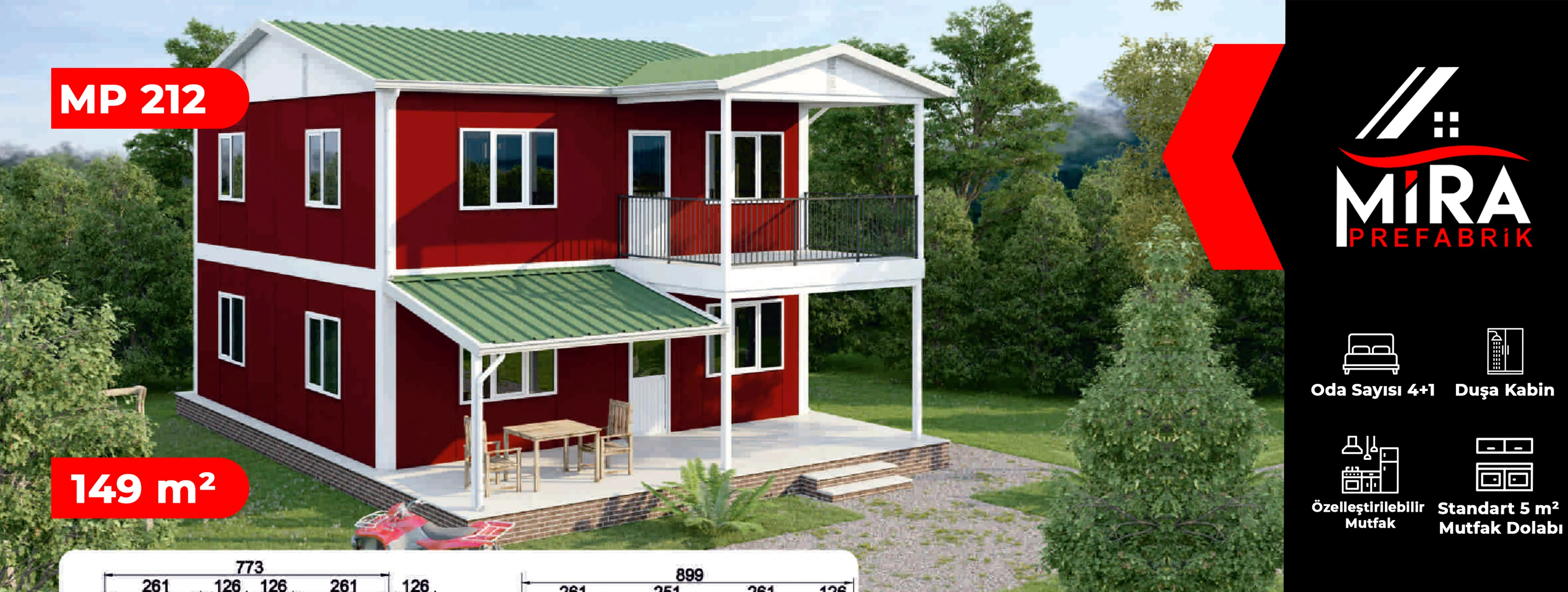 149 m² İki Katlı Prefabrik Ev Fiyatları