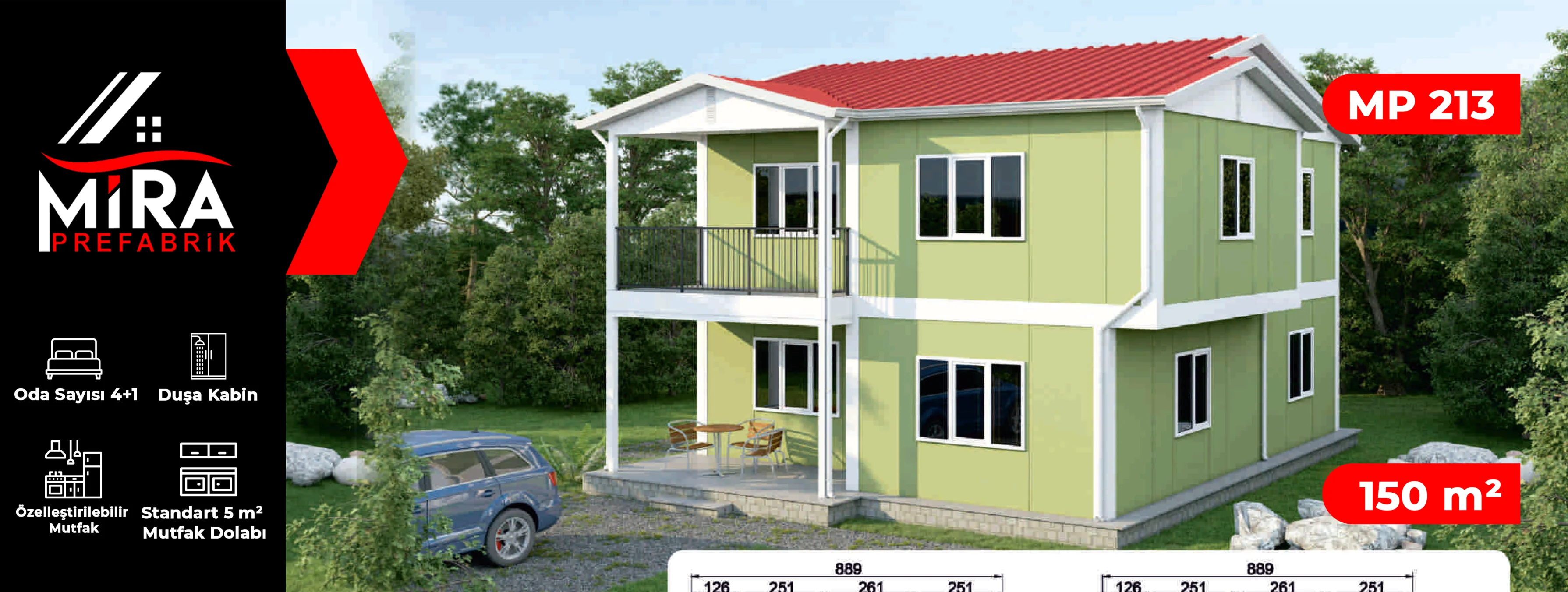150 m² İki Katlı Prefabrik Ev Fiyatları