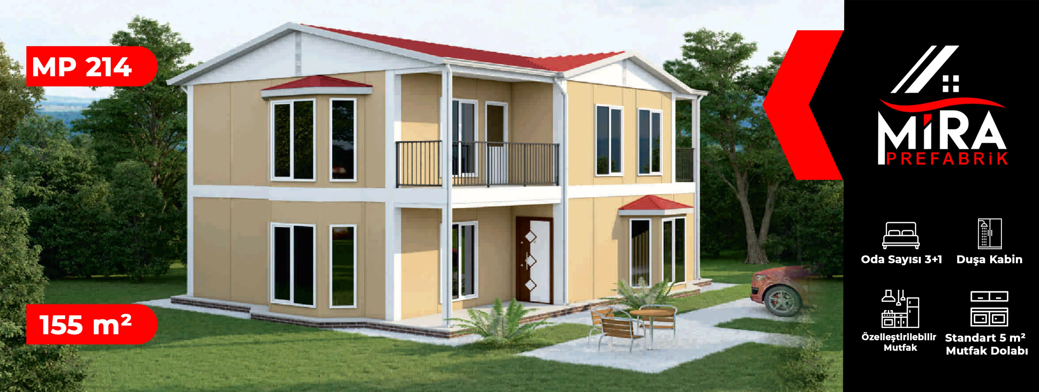 155 m² İki Katlı Prefabrik Ev Fiyatları