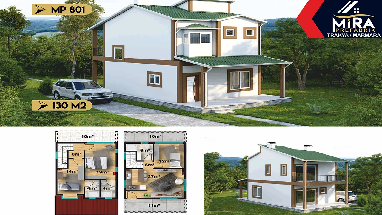 130 m² İki Katlı Çelik Ev Fiyatları