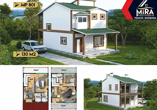 130 m² İki Katlı Çelik Ev Fiyatları