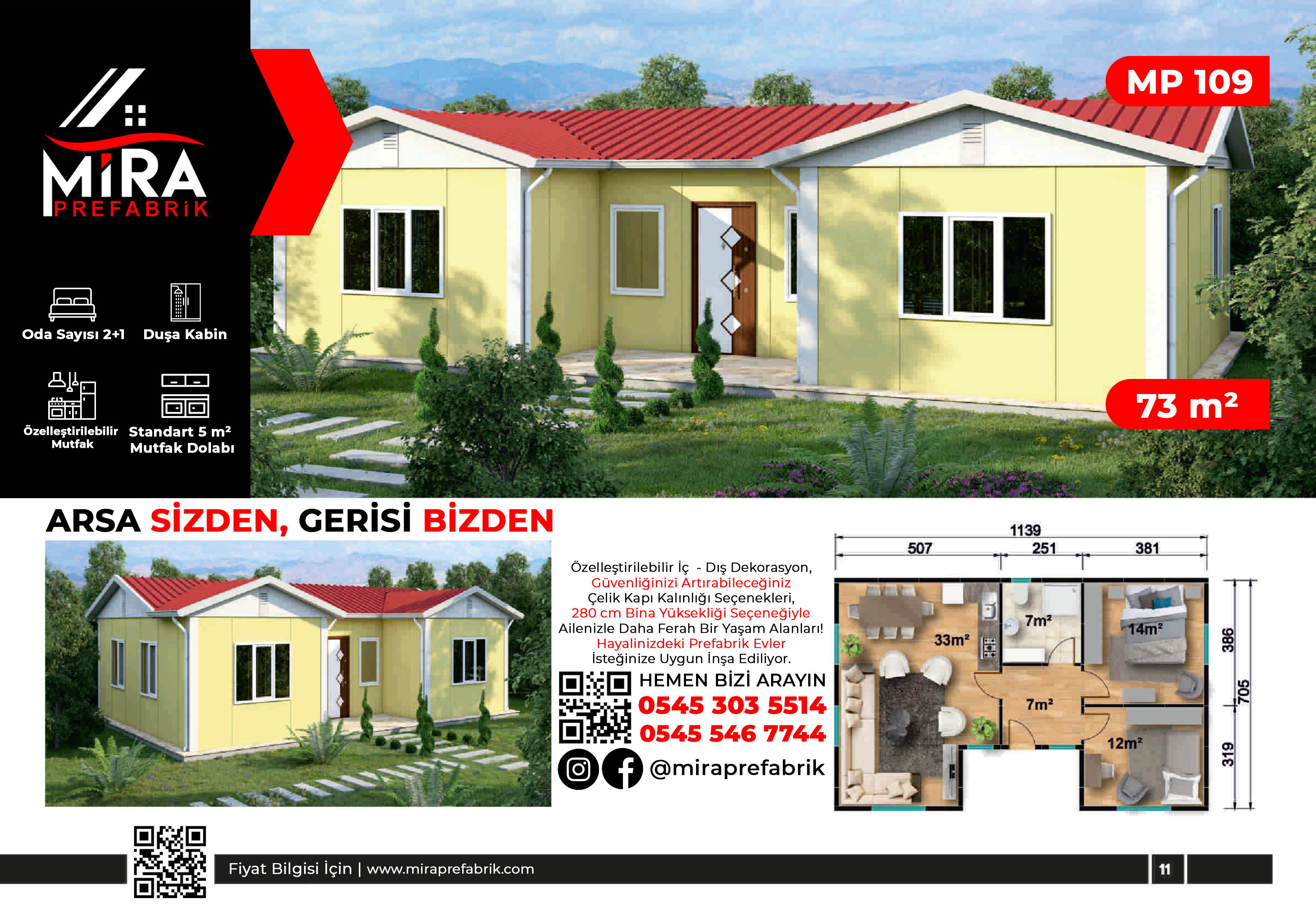 73 m² Prefabrik Ev Fiyatları