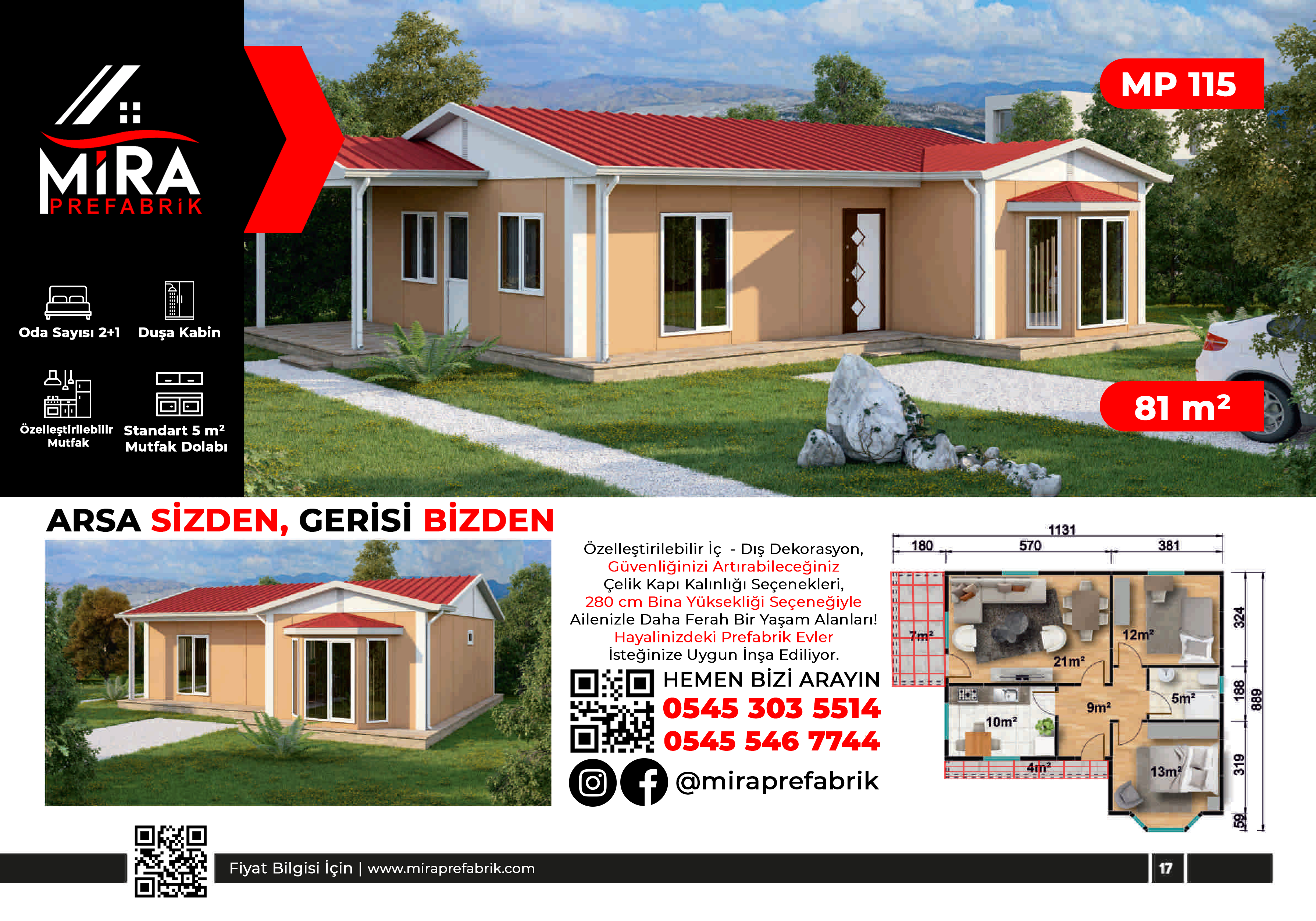 82 m² Prefabrik Ev Fiyatları