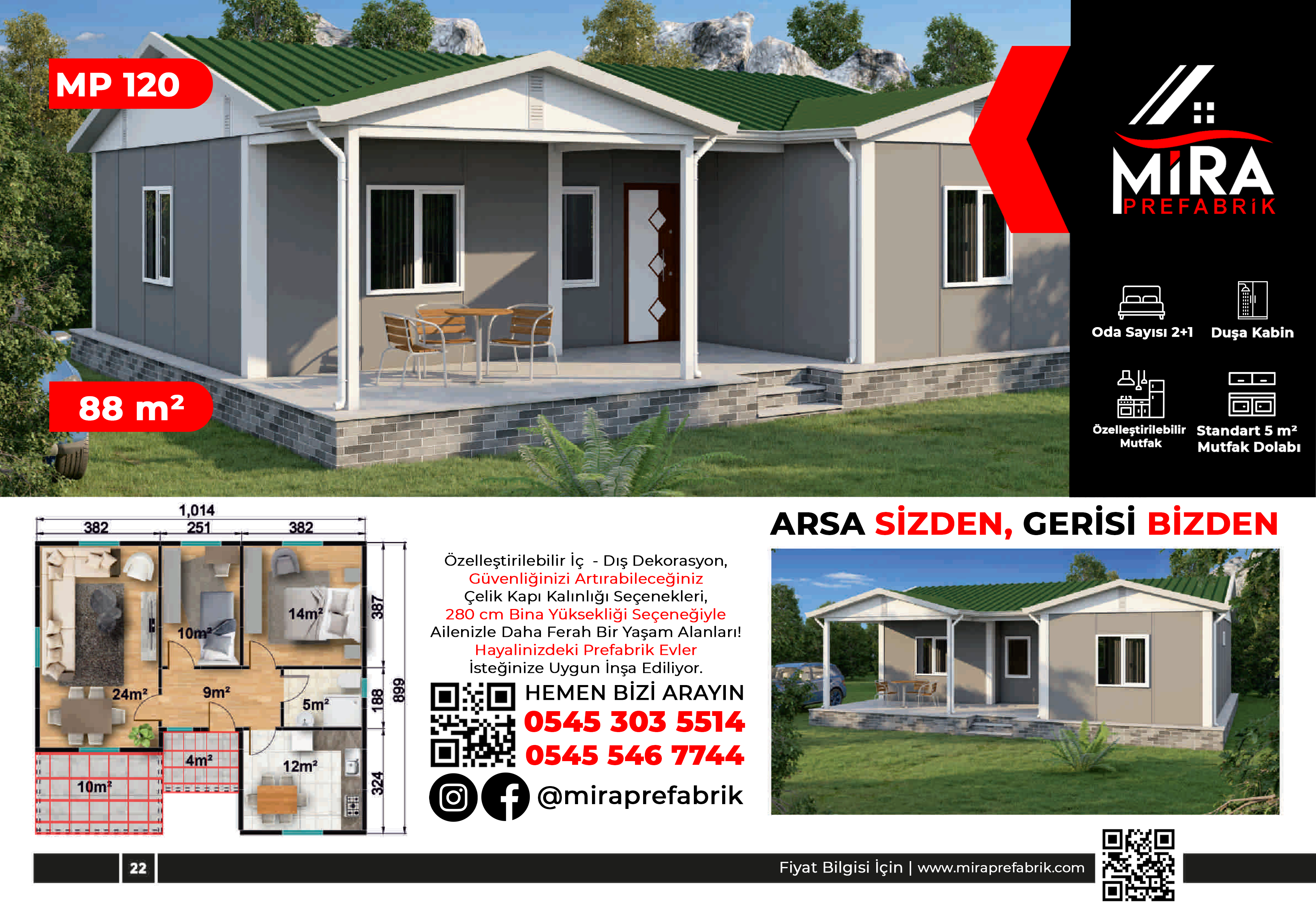 93 m² Prefabrik Ev Fiyatları