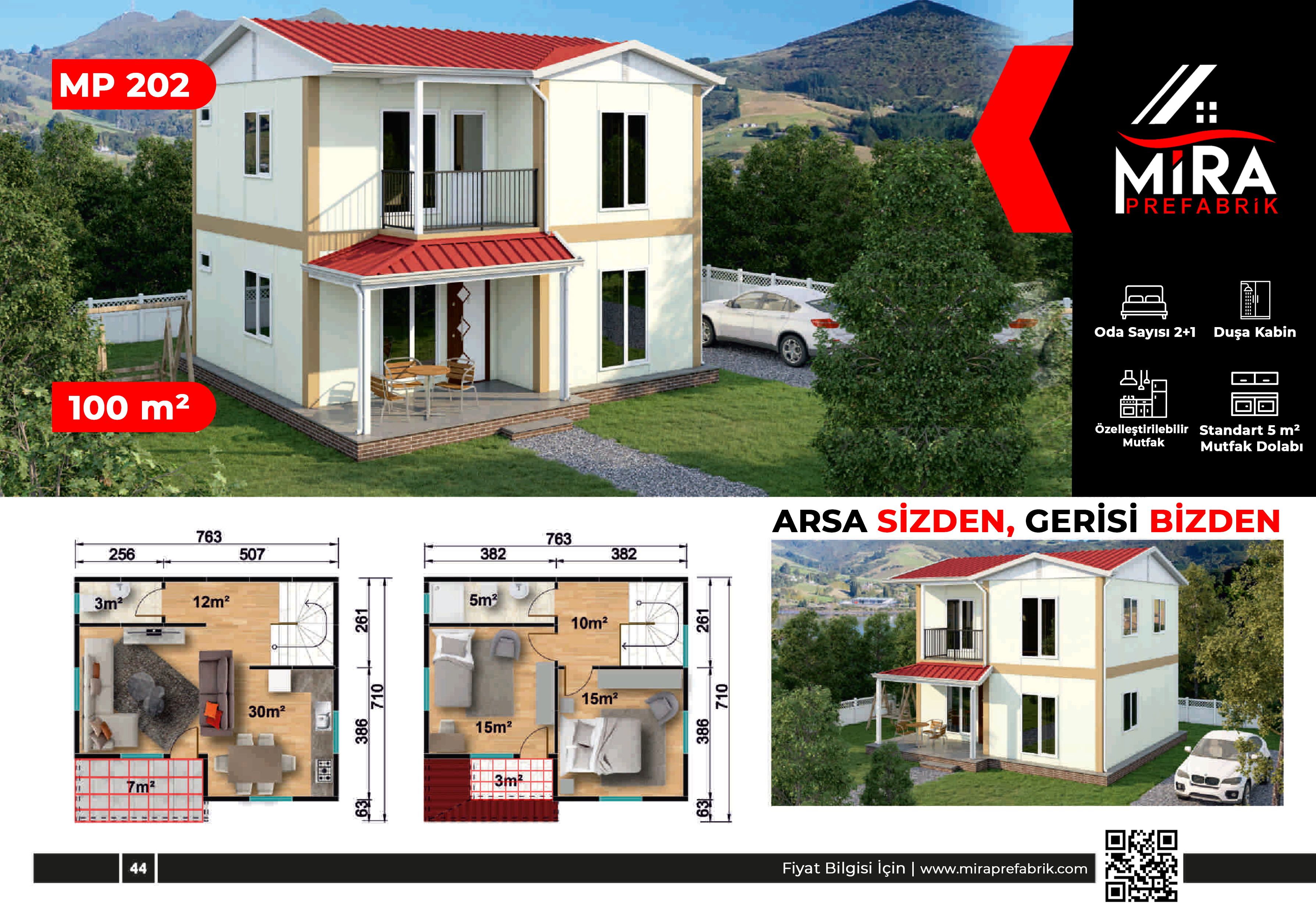 100 m² İki Katlı Prefabrik Ev Fiyatları