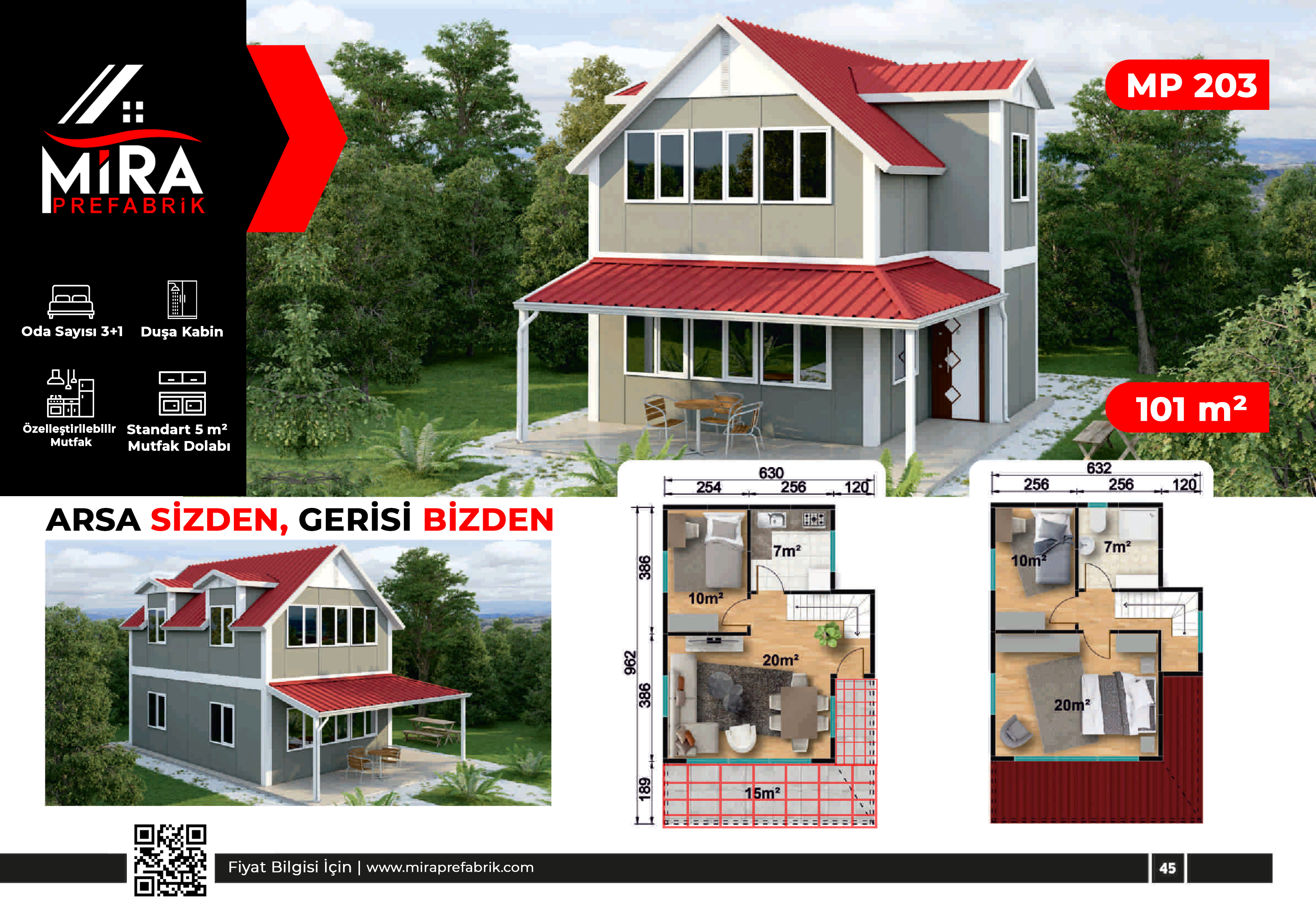 101 m² İki Katlı Prefabrik Ev Fiyatları