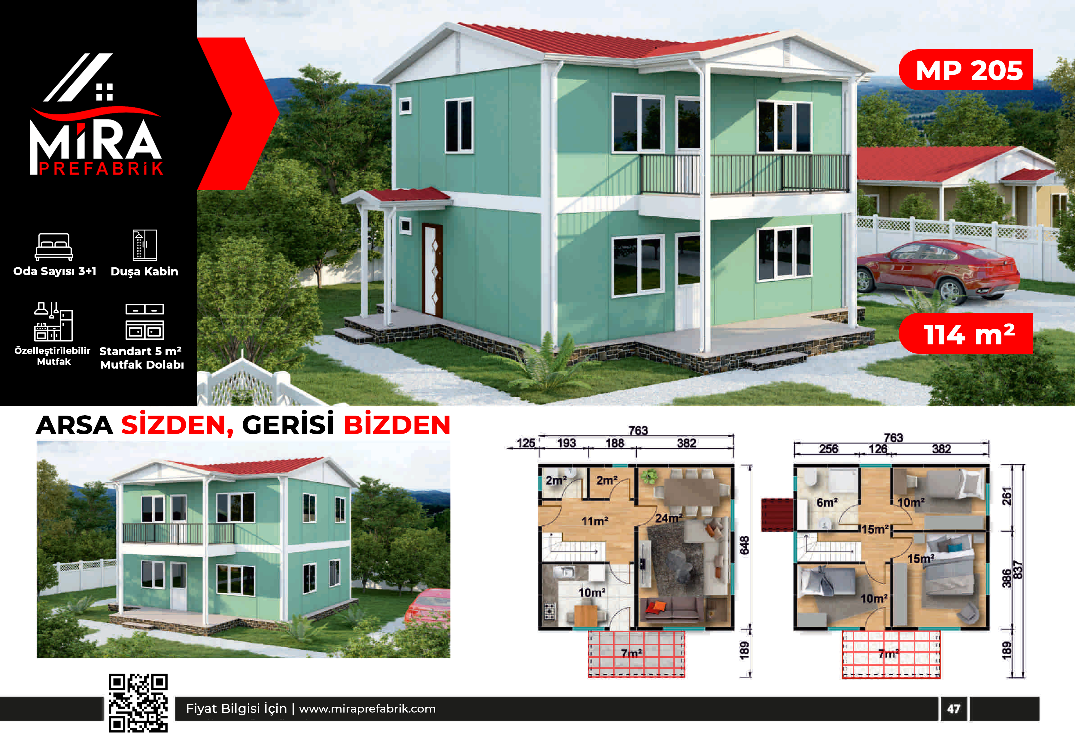 114 m² İki Katlı Prefabrik Ev Fiyatları