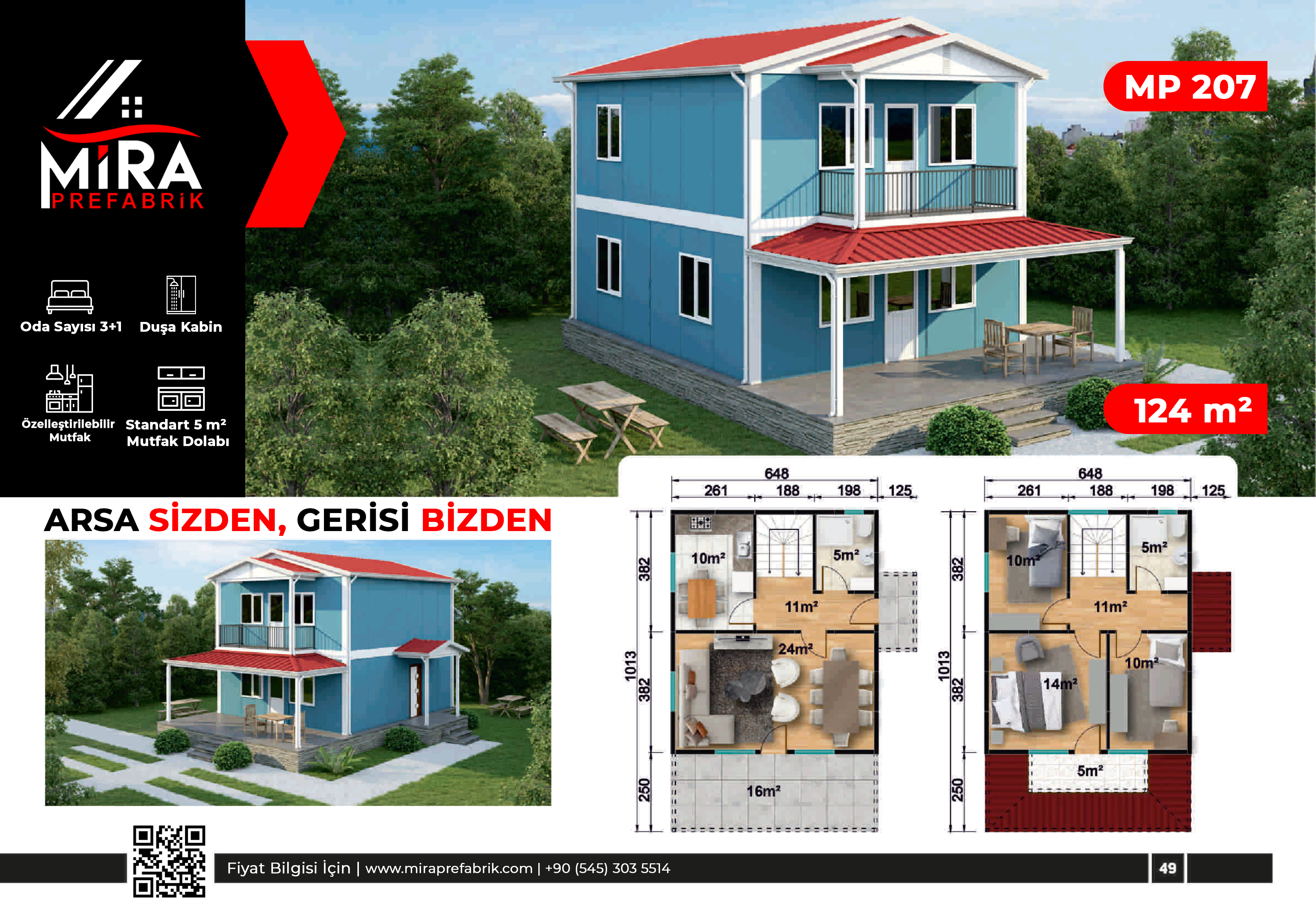 124 m² İki Katlı Prefabrik Ev Fiyatları