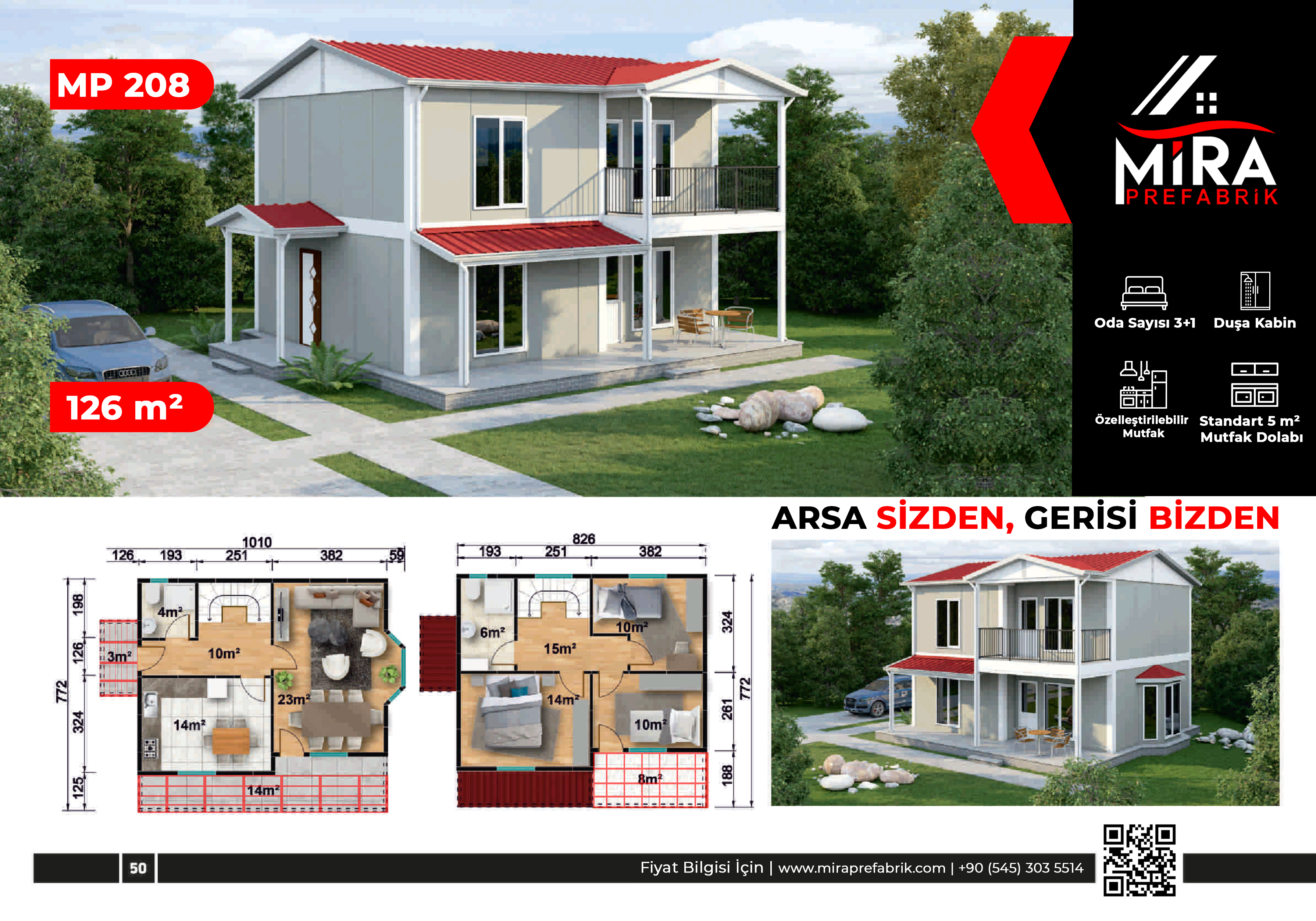 126 m² İki Katlı Prefabrik Ev Fiyatları