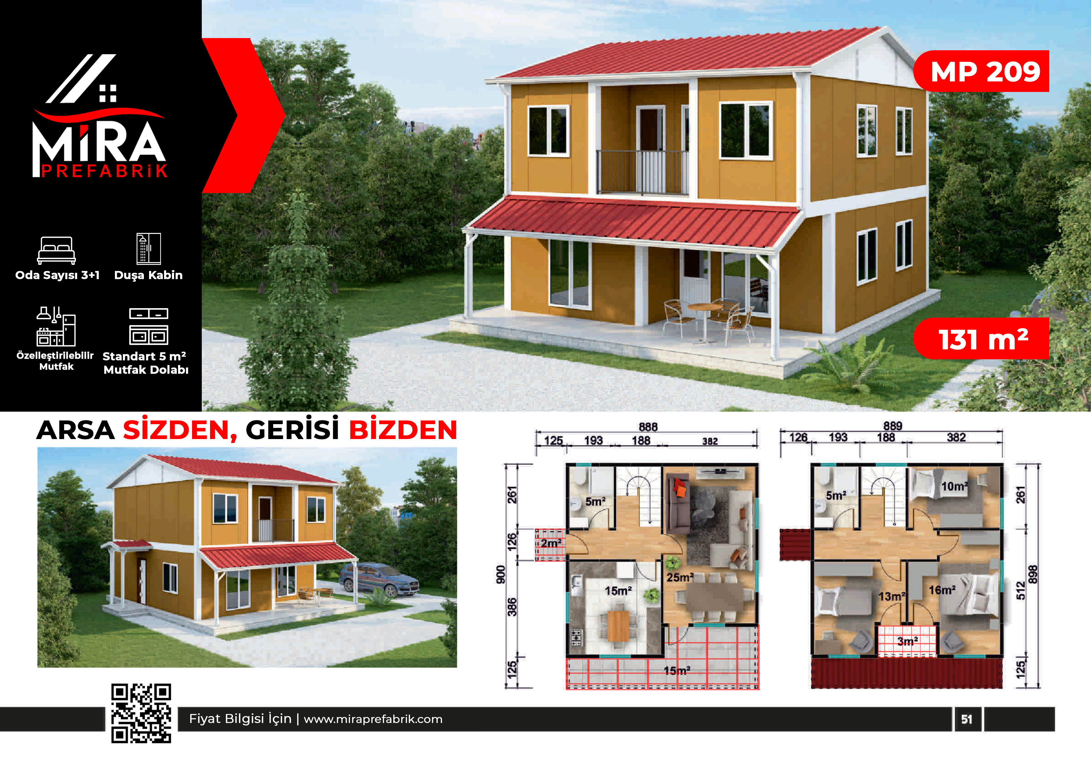 131 m² İki Katlı Prefabrik Ev Fiyatları