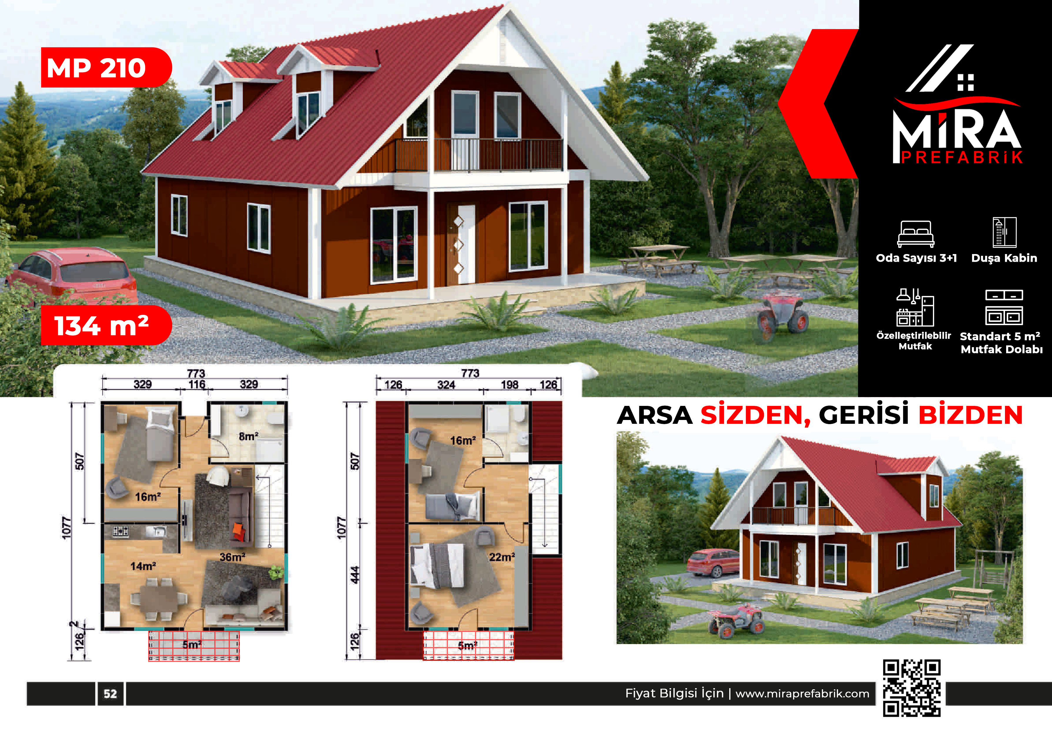 134 m² İki Katlı Prefabrik Ev Fiyatları