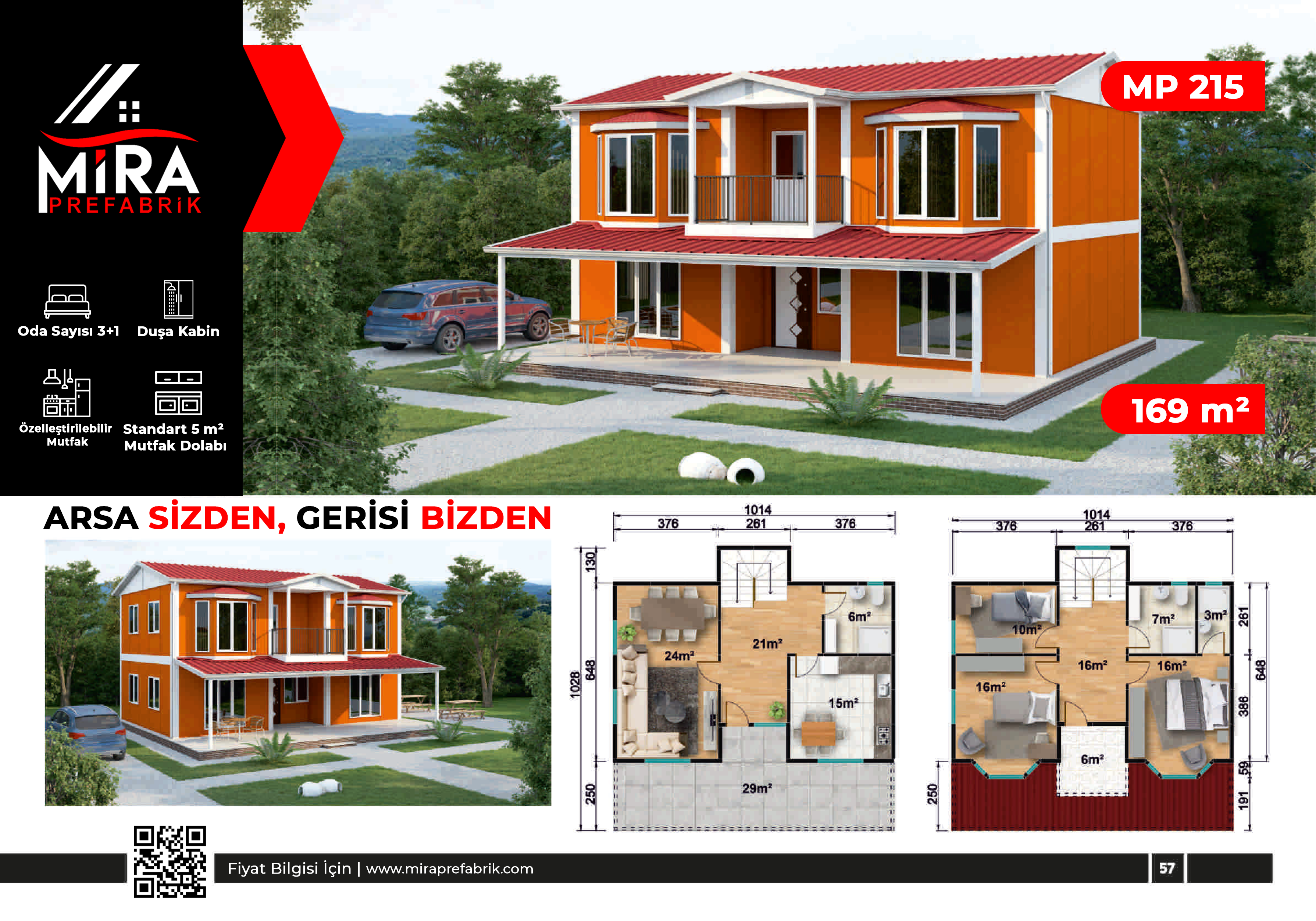 169 m² İki Katlı Prefabrik Ev Fiyatları