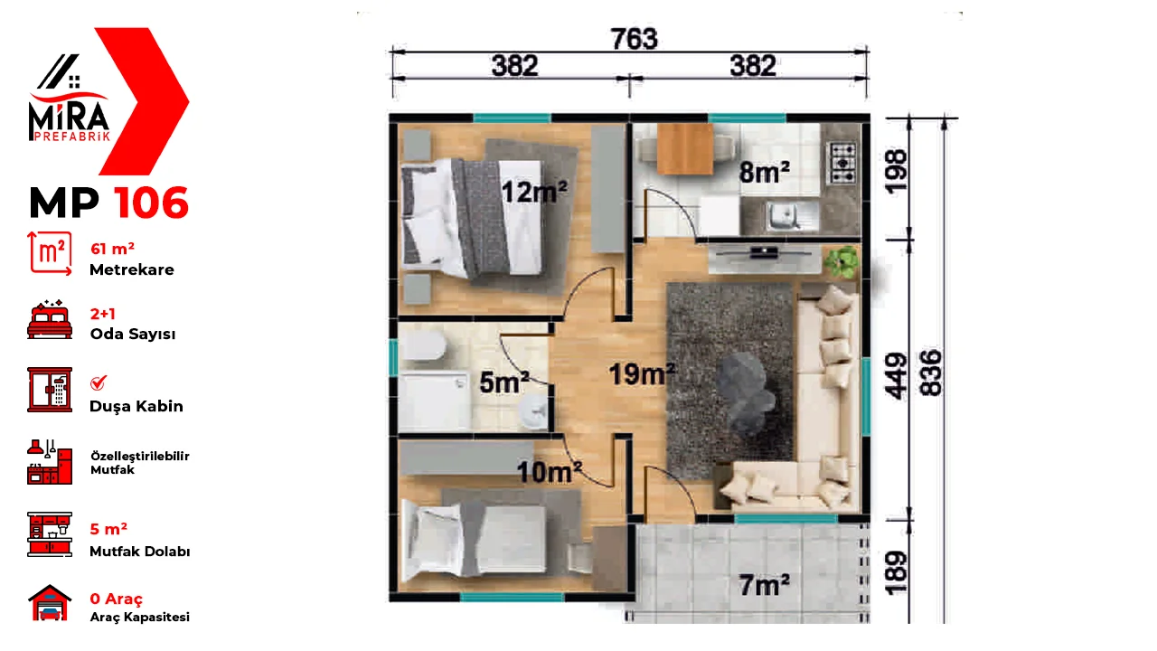 61 m² Prefabrik Ev Fiyatları