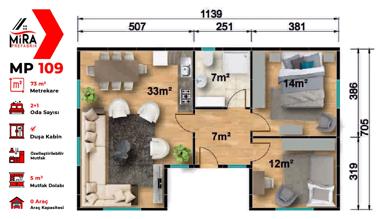 73 m² Prefabrik Ev Fiyatları
