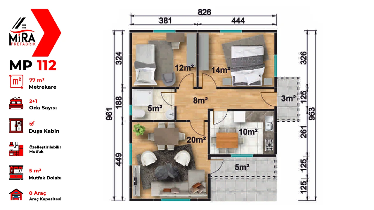 75 m² Prefabrik Ev Fiyatları