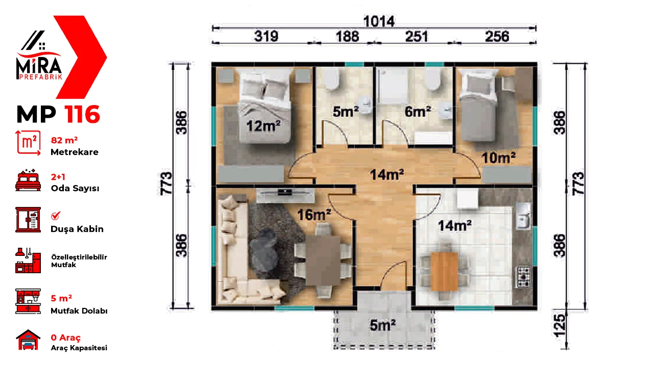82 m² Prefabrik Ev Fiyatları