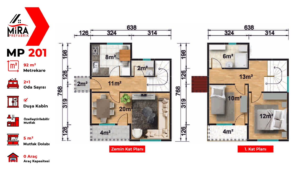 92 m² İki Katlı Prefabrik Ev Fiyatları