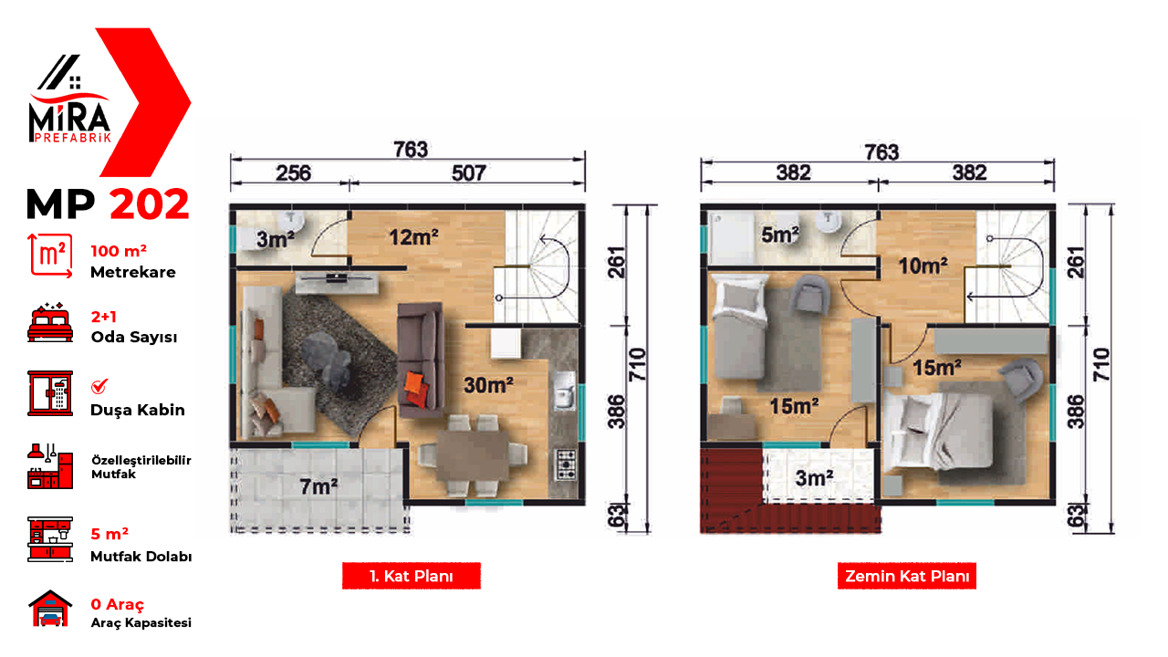 100 m² İki Katlı Prefabrik Ev Fiyatları