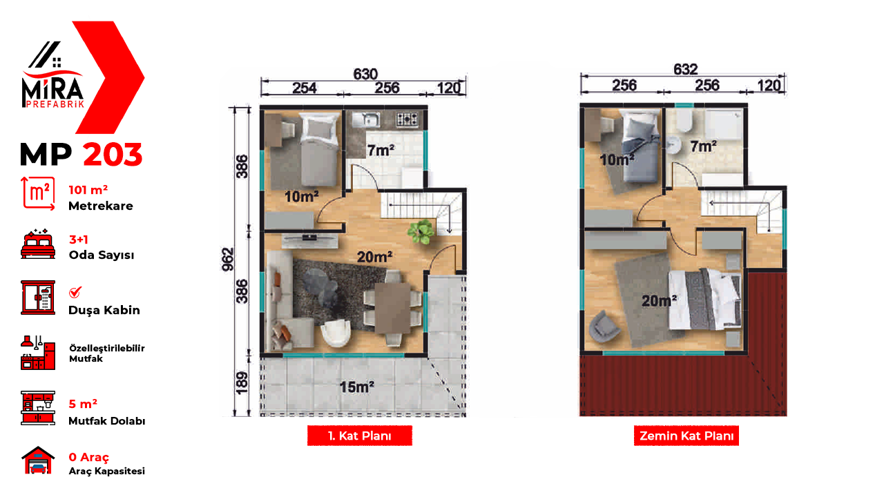 101 m² İki Katlı Prefabrik Ev Fiyatları