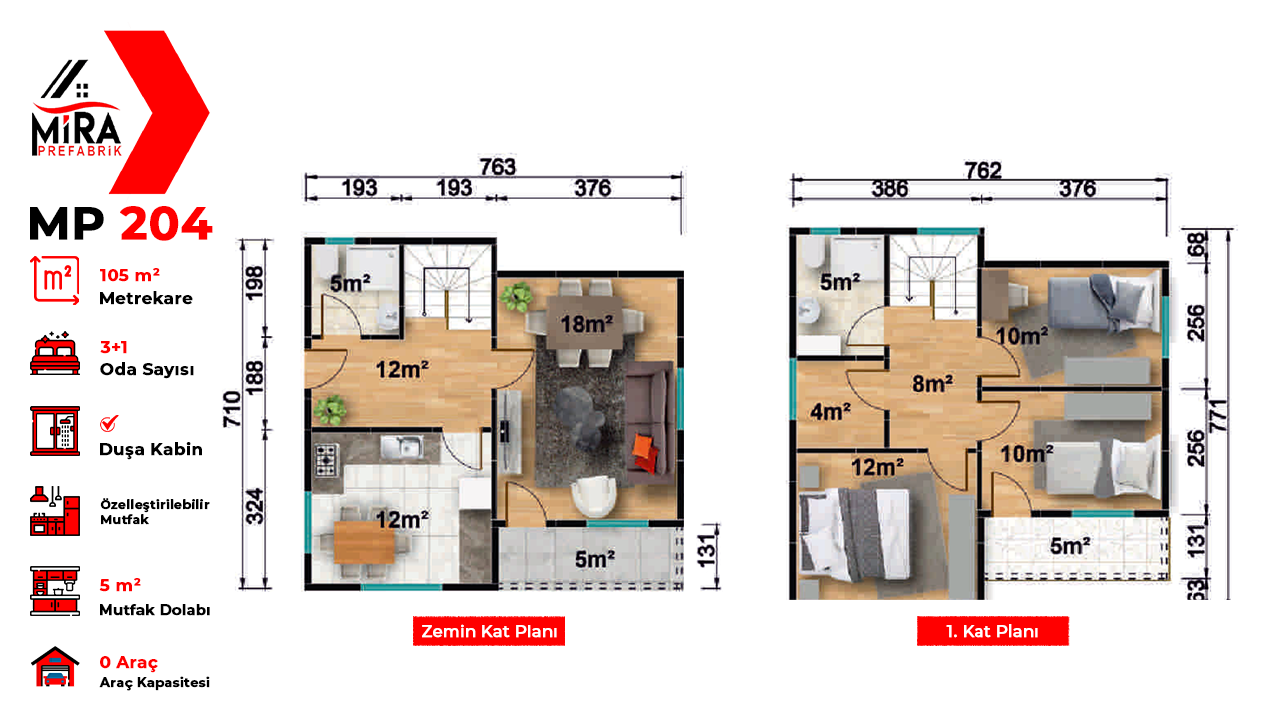 105 m² İki Katlı Prefabrik Ev Fiyatları