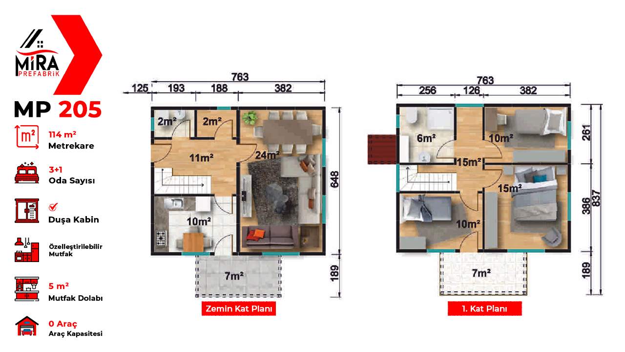 114 m² İki Katlı Prefabrik Ev Fiyatları