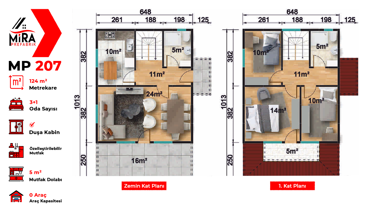 124 m² İki Katlı Prefabrik Ev Fiyatları