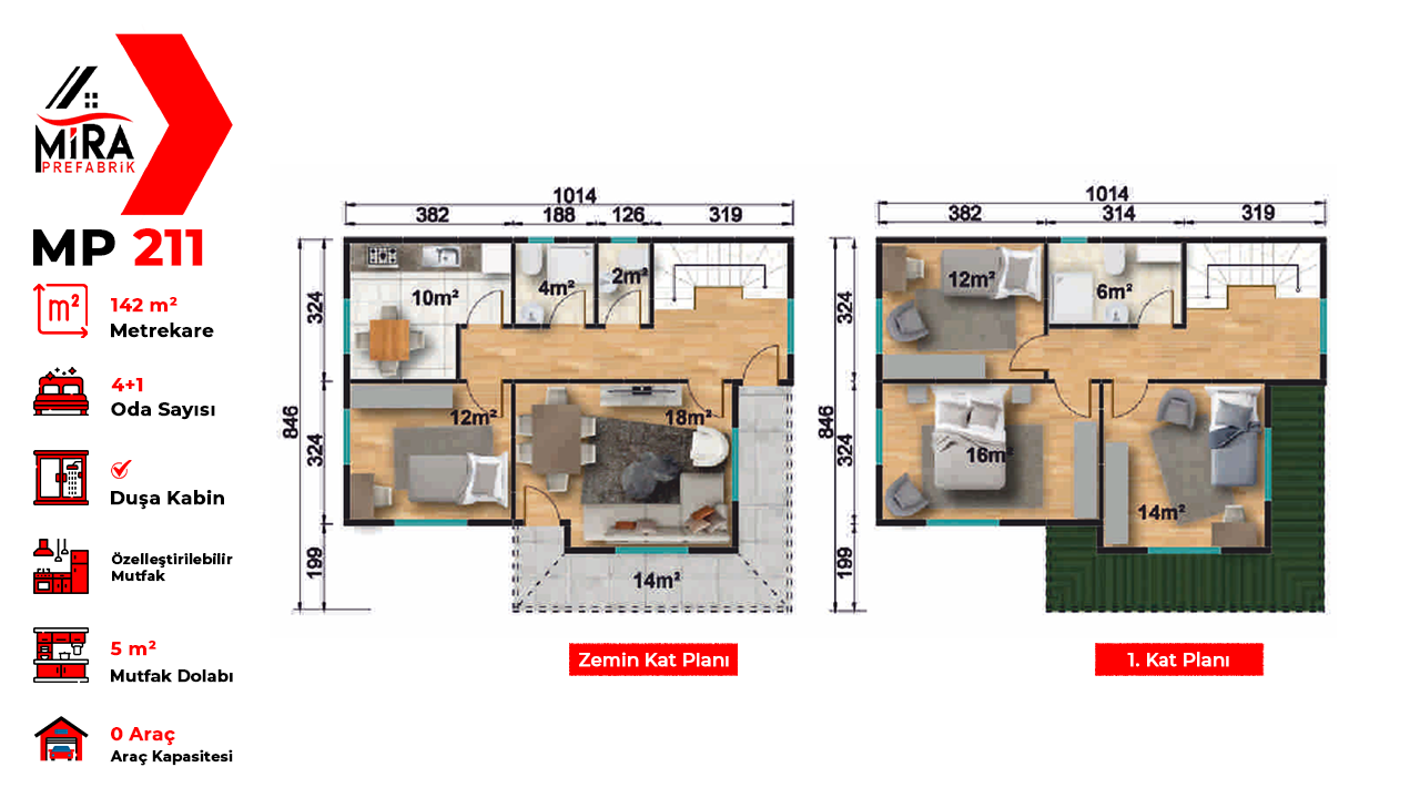 142 m² İki Katlı Prefabrik Ev Fiyatları