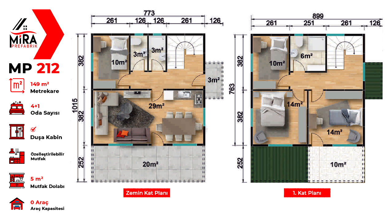149 m² İki Katlı Prefabrik Ev Fiyatları