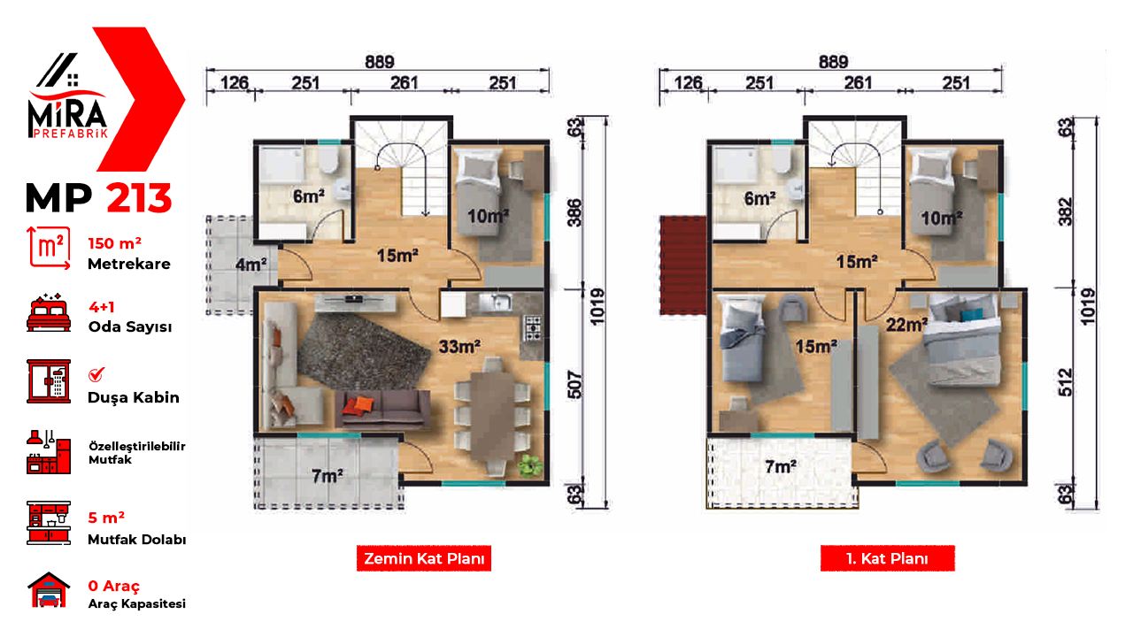 150 m² İki Katlı Prefabrik Ev Fiyatları