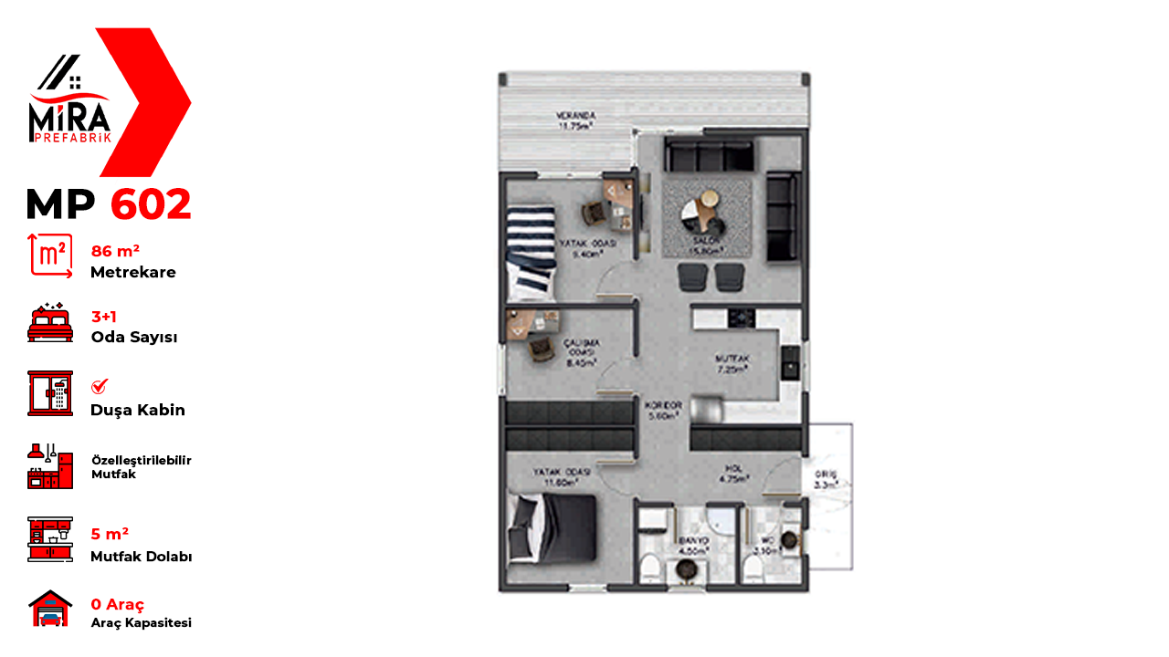 86 m² Çelik Ev Fiyatları