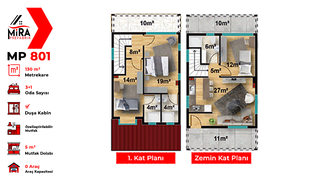 130 m² İki Katlı Çelik Ev Fiyatları