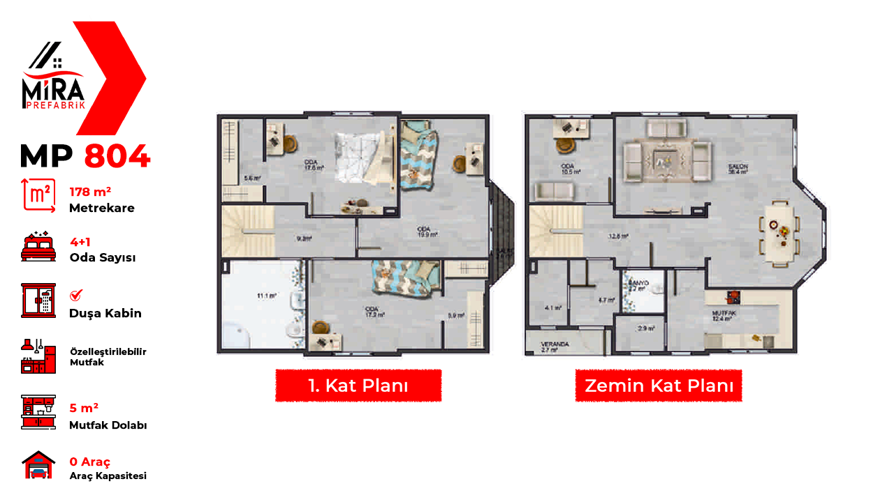 178 m² İki Katlı Çelik Ev Fiyatları